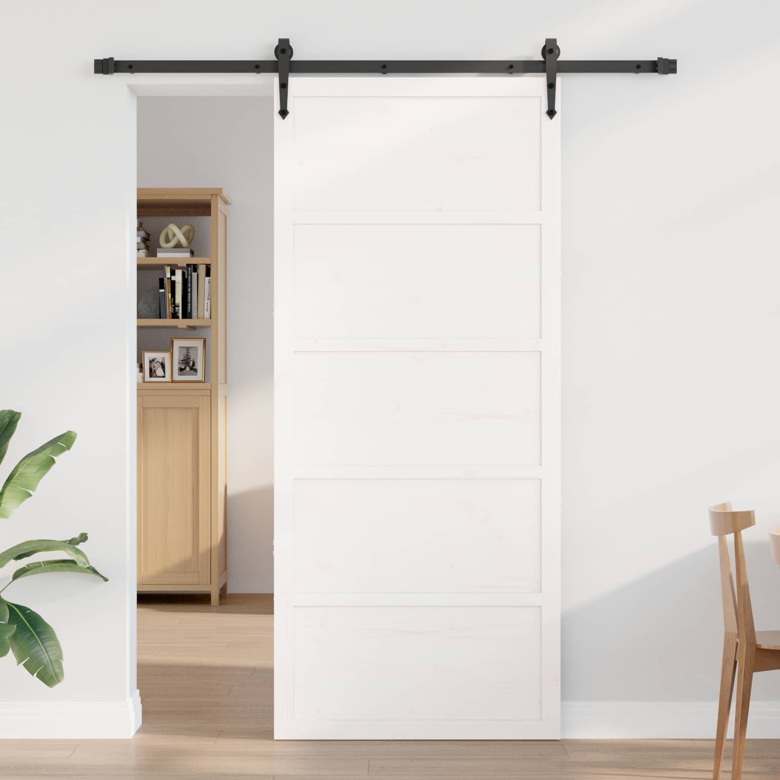 vidaXL Scheunentür Weiß 100 x 2,5 x 208 cm Massives Kiefernholz