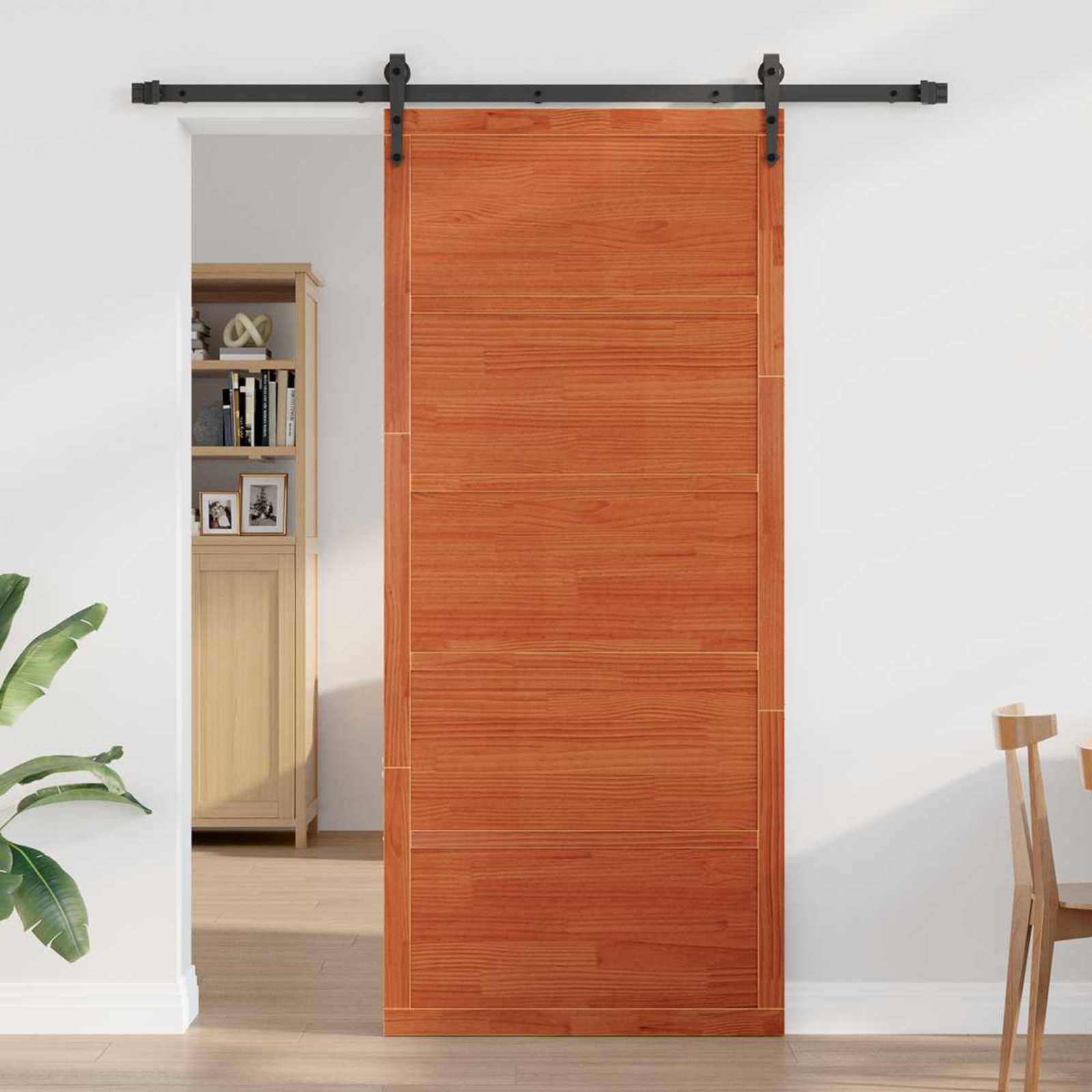 vidaXL Scheunentür Wachsbraun 100 x 2,5 x 208 cm Massives Kiefernholz