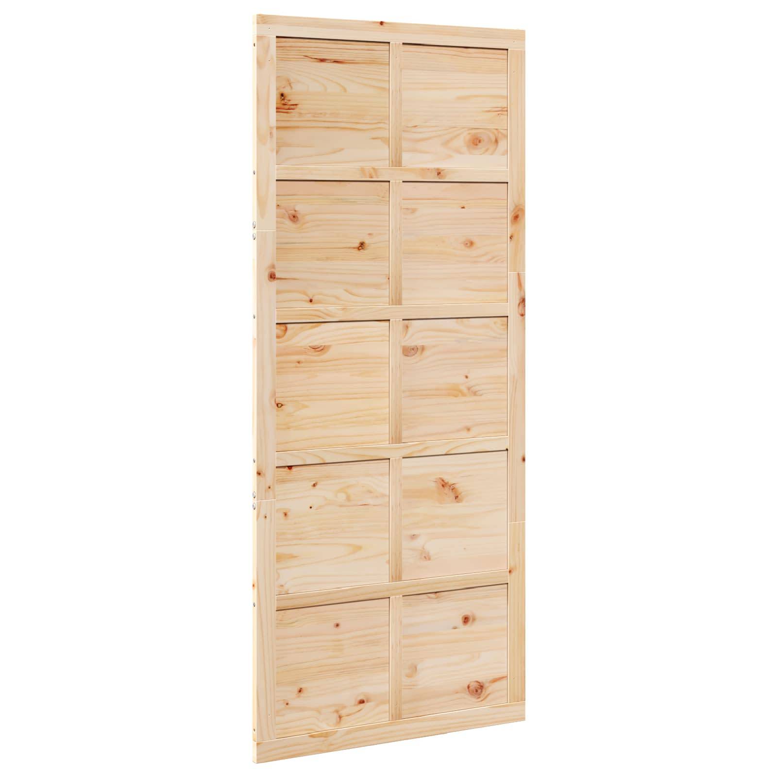 vidaXL Scheunentür Natur 100 x 2,5 x 208 cm Massives Kiefernholz