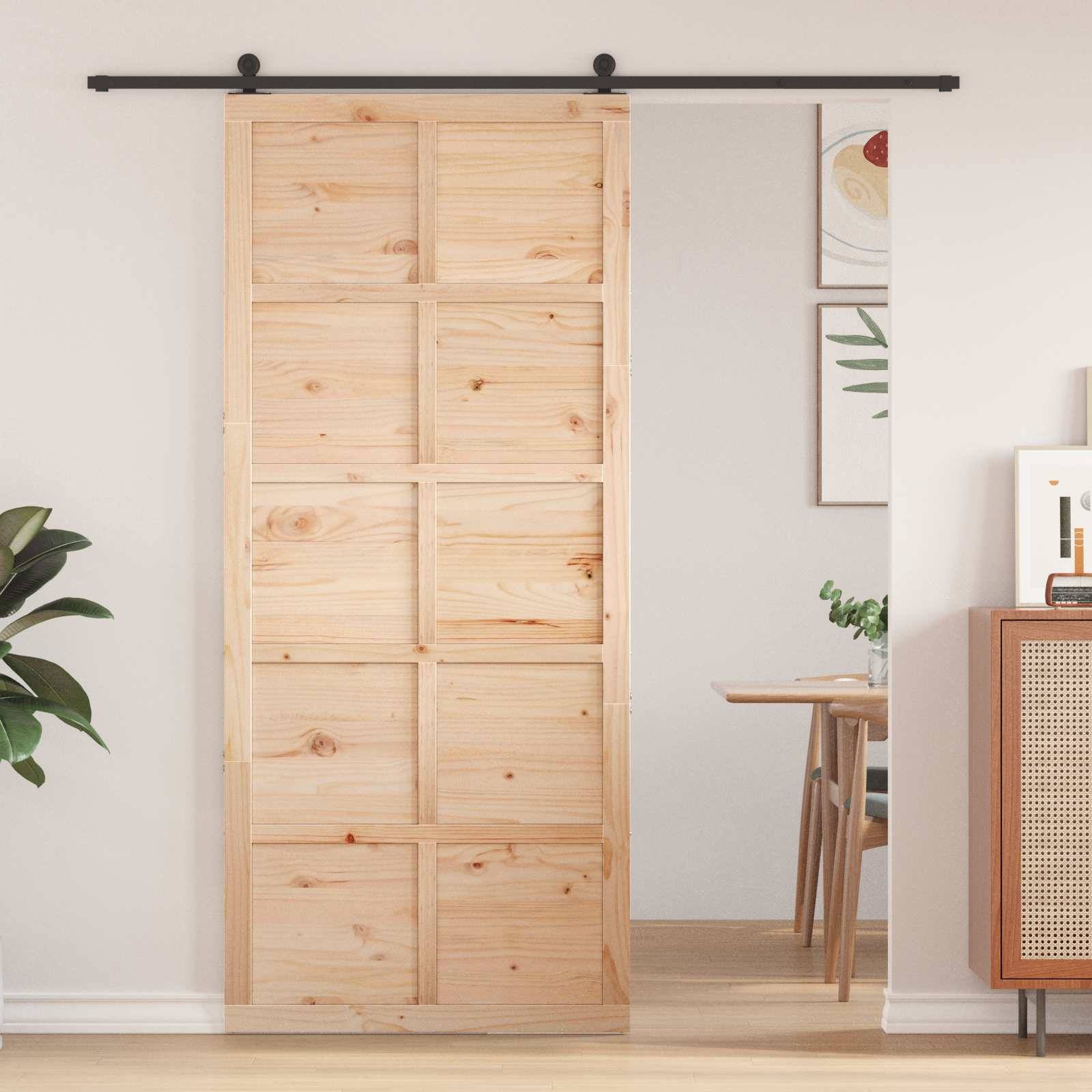 vidaXL Scheunentür Natur 100 x 2,5 x 208 cm Massives Kiefernholz