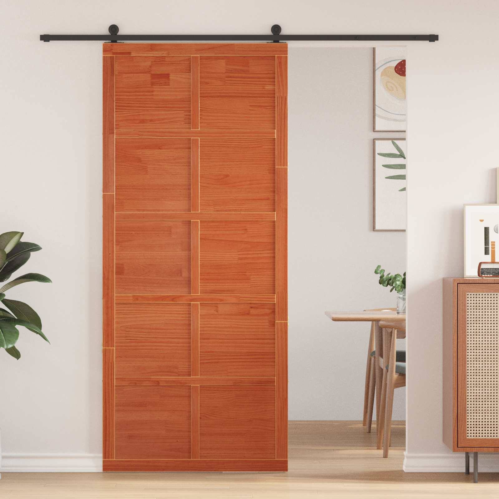 vidaXL Scheunentür Wachsbraun 100 x 2,5 x 208 cm Massives Kiefernholz