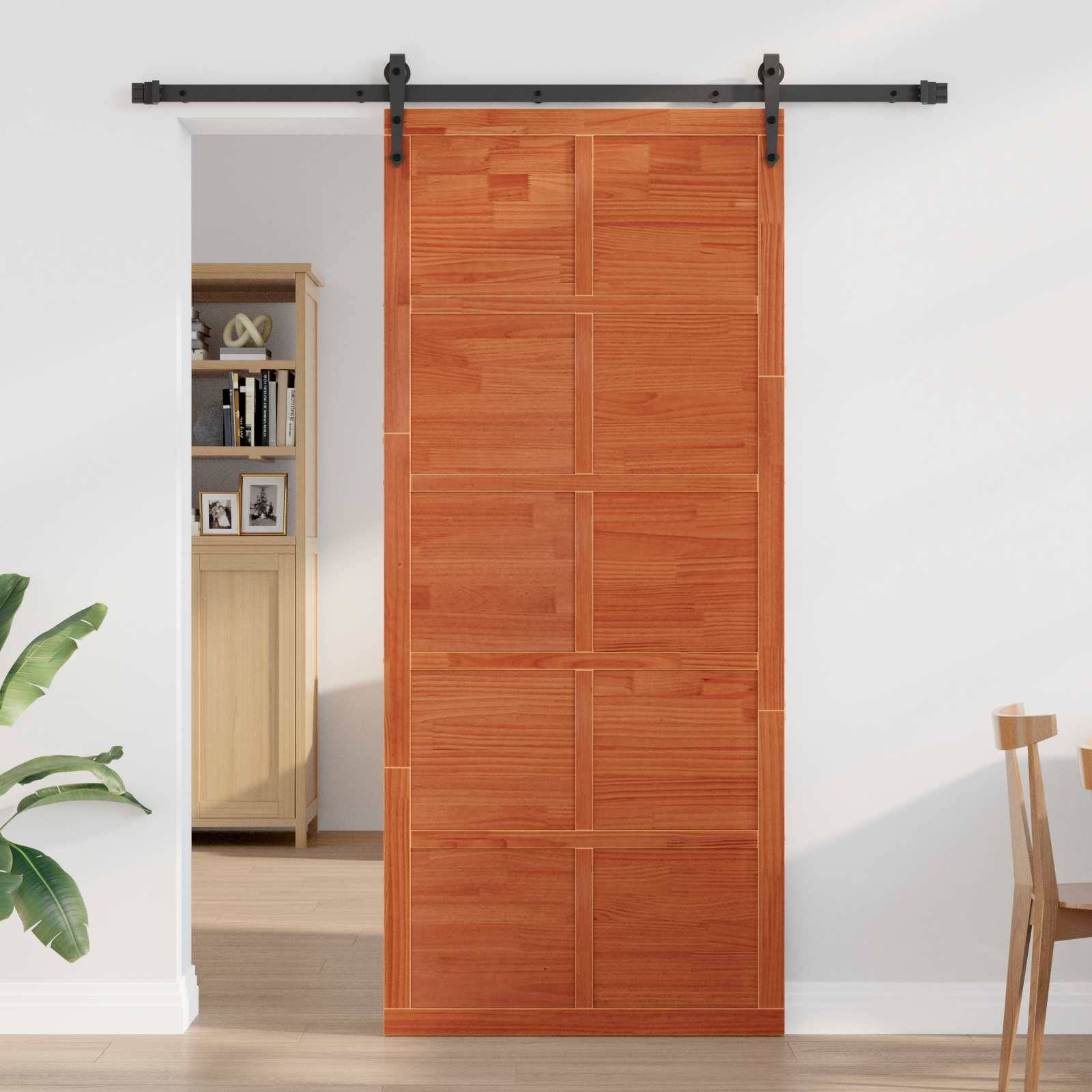 vidaXL Scheunentür Wachsbraun 100 x 2,5 x 208 cm Massives Kiefernholz