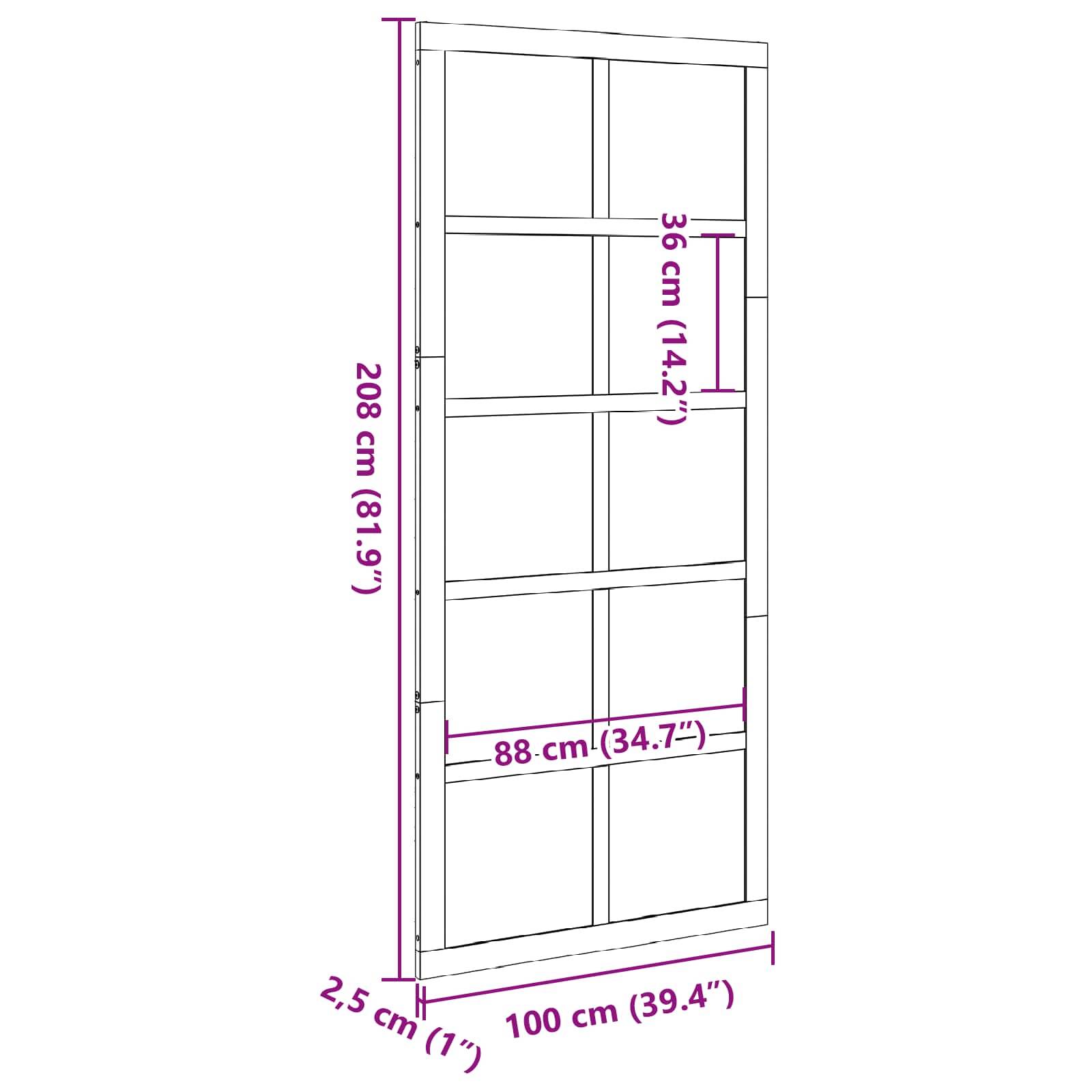 vidaXL Scheunentür Wachsbraun 100 x 2,5 x 208 cm Massives Kiefernholz