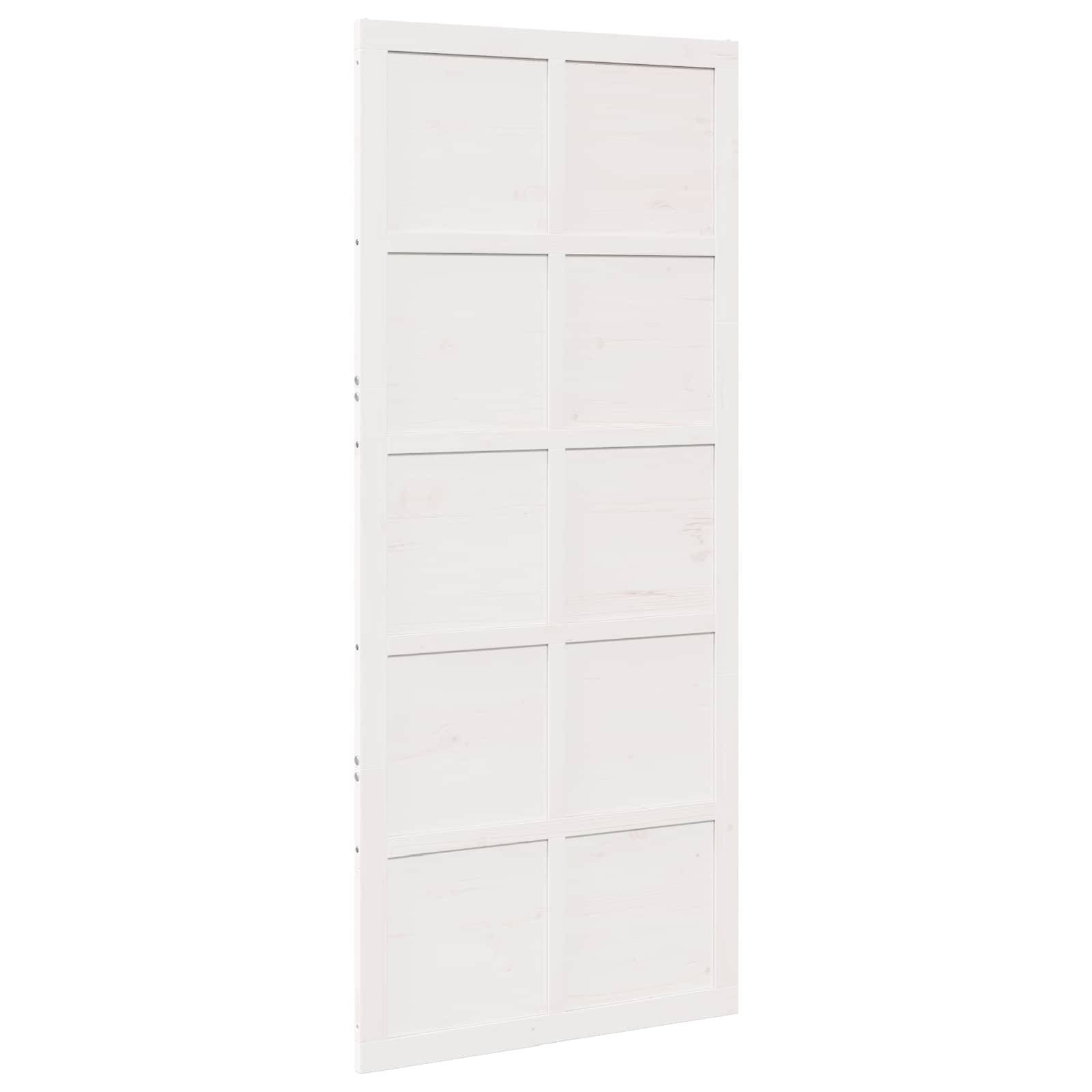 vidaXL Scheunentür Weiß 90 x 2,5 x 208 cm Massives Kiefernholz