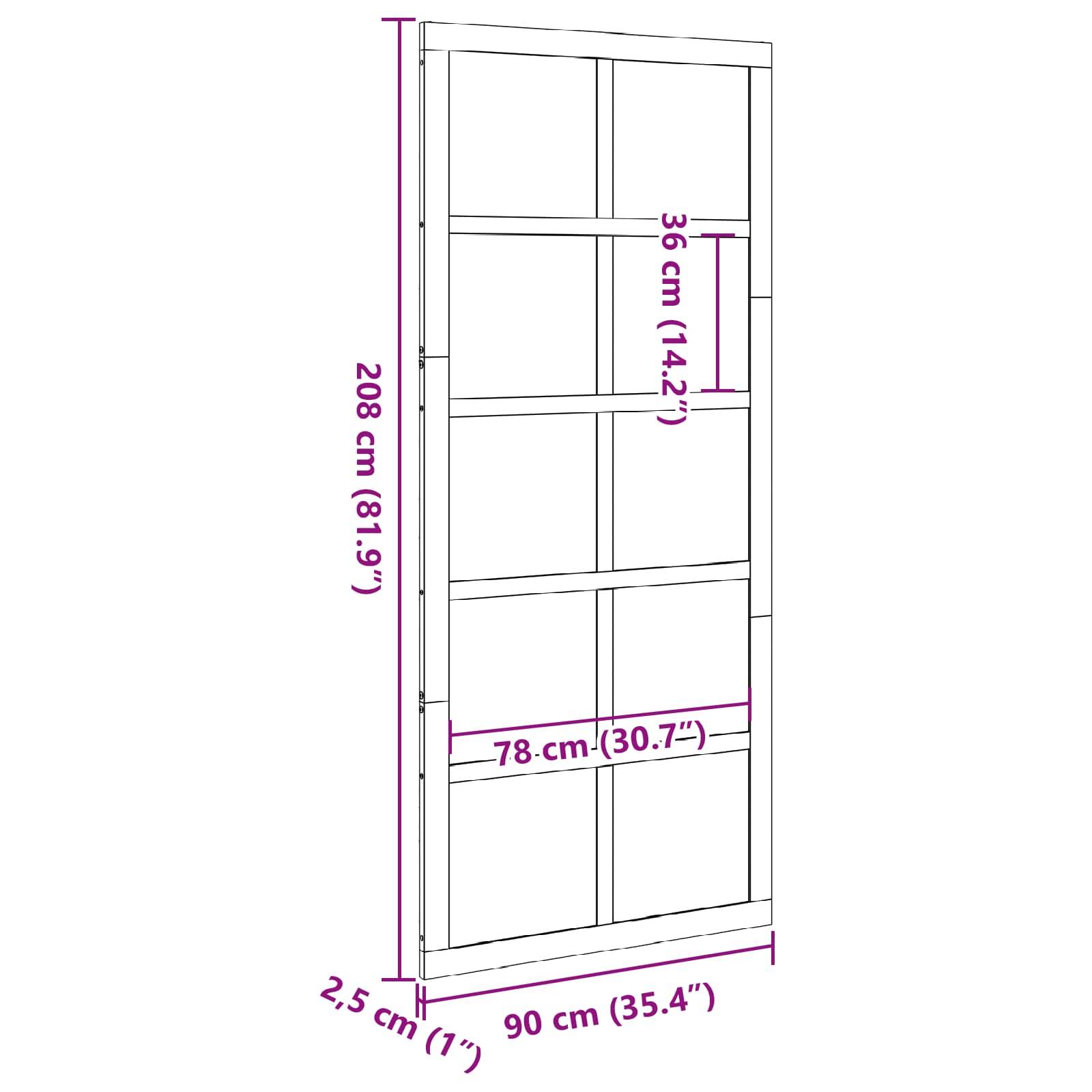 vidaXL Scheunentür Weiß 90 x 2,5 x 208 cm Massives Kiefernholz