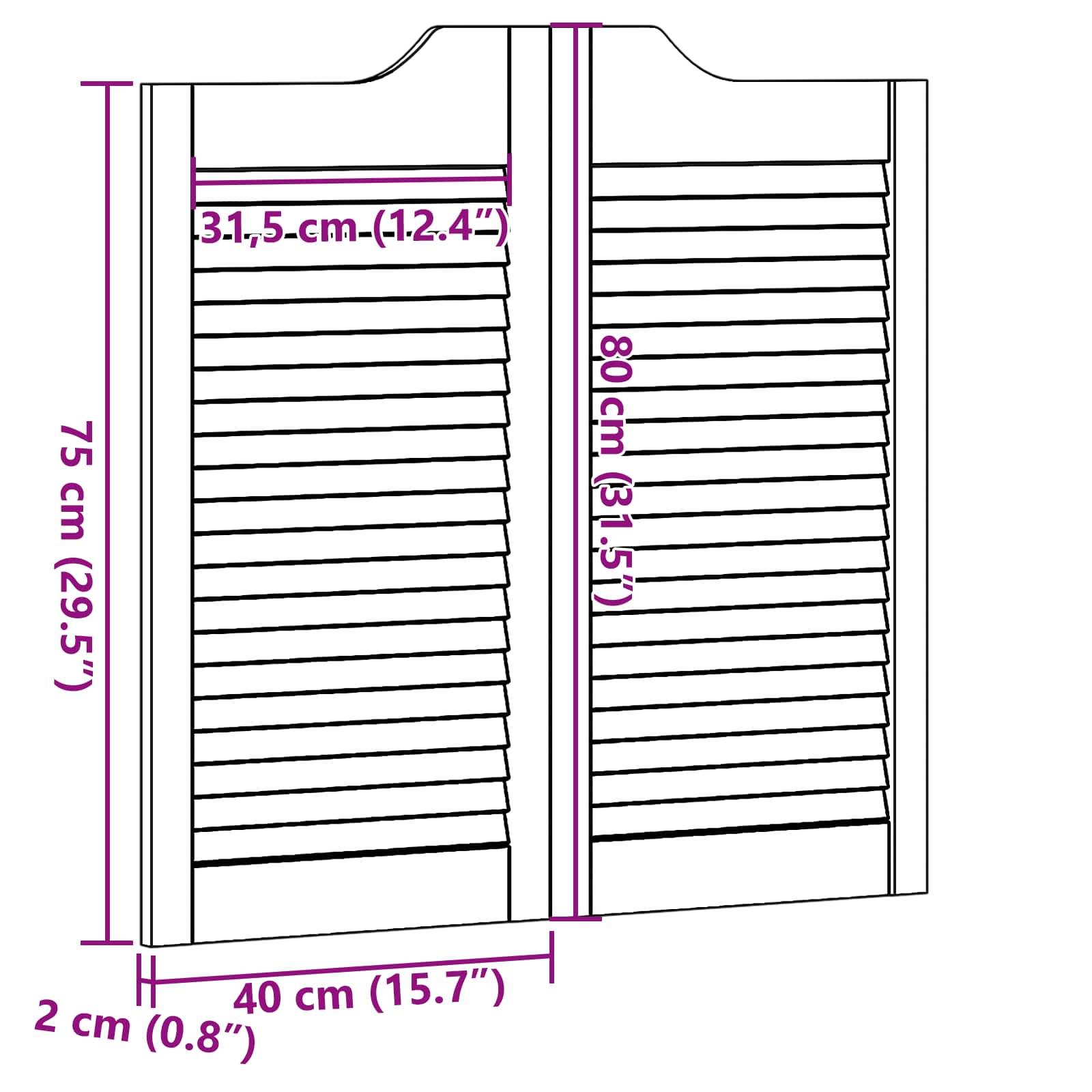 vidaXL Schwingtüren 2 pcs Weiß Massives Kiefernholz