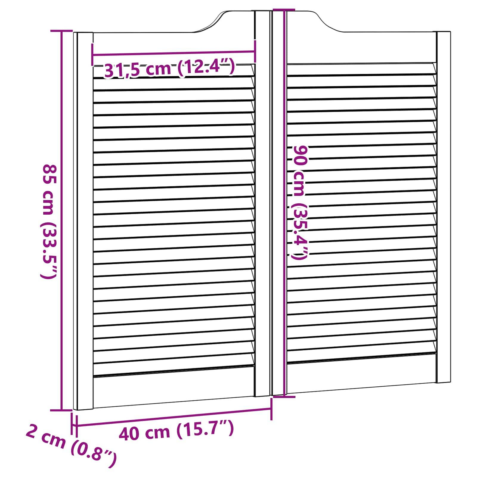vidaXL Schwingtüren 2 pcs Natur Massives Kiefernholz