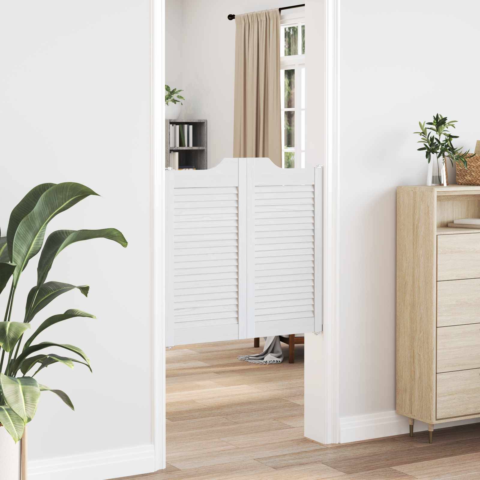 vidaXL Schwingtüren 2 pcs Weiß Massives Kiefernholz