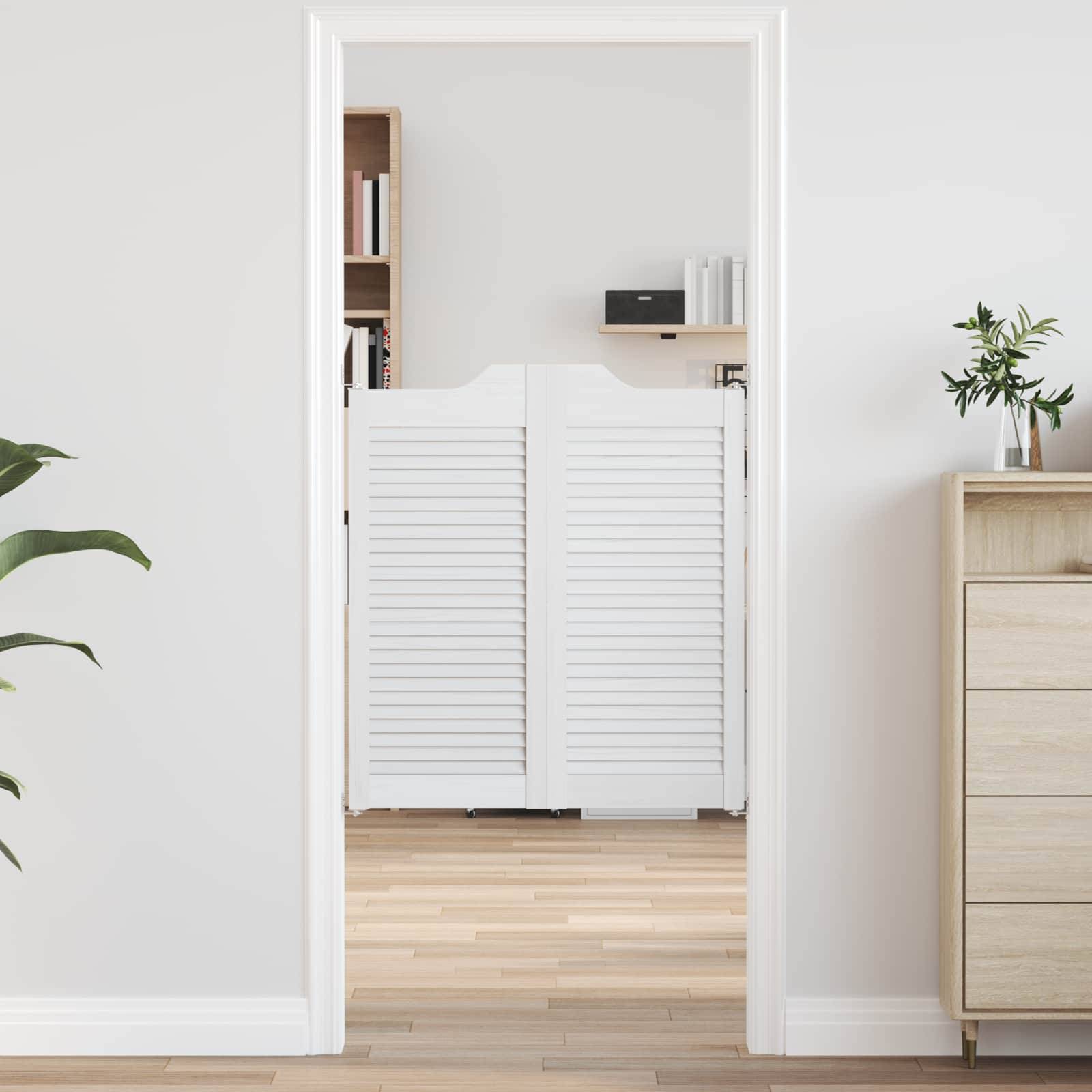 vidaXL Schwingtüren 2 pcs Weiß Massives Kiefernholz