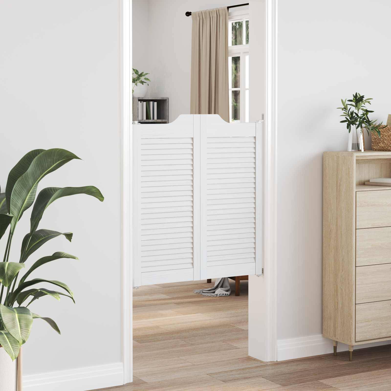 vidaXL Schwingtüren 2 pcs Weiß Massives Kiefernholz