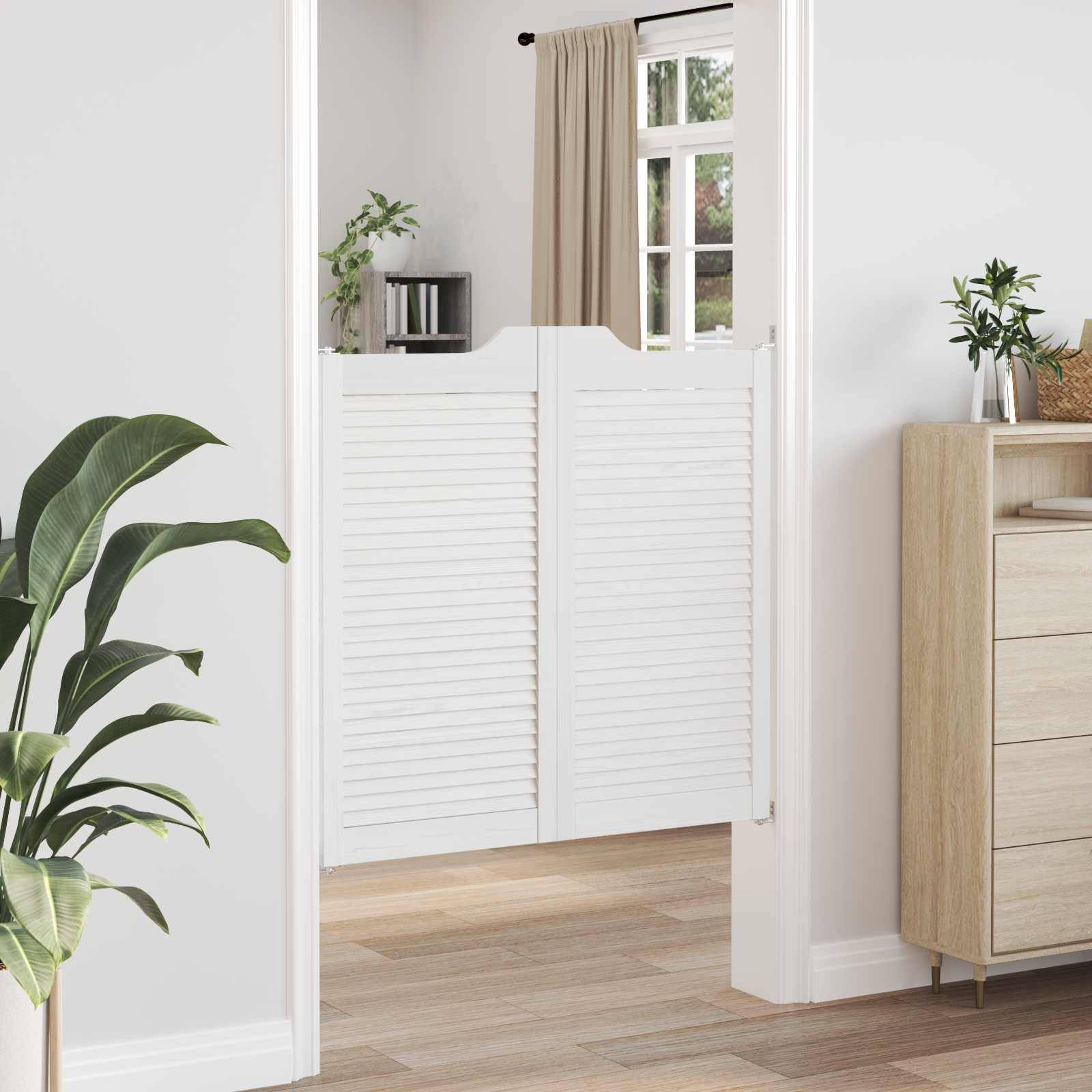 vidaXL Schwingtüren 2 pcs Weiß Massives Kiefernholz