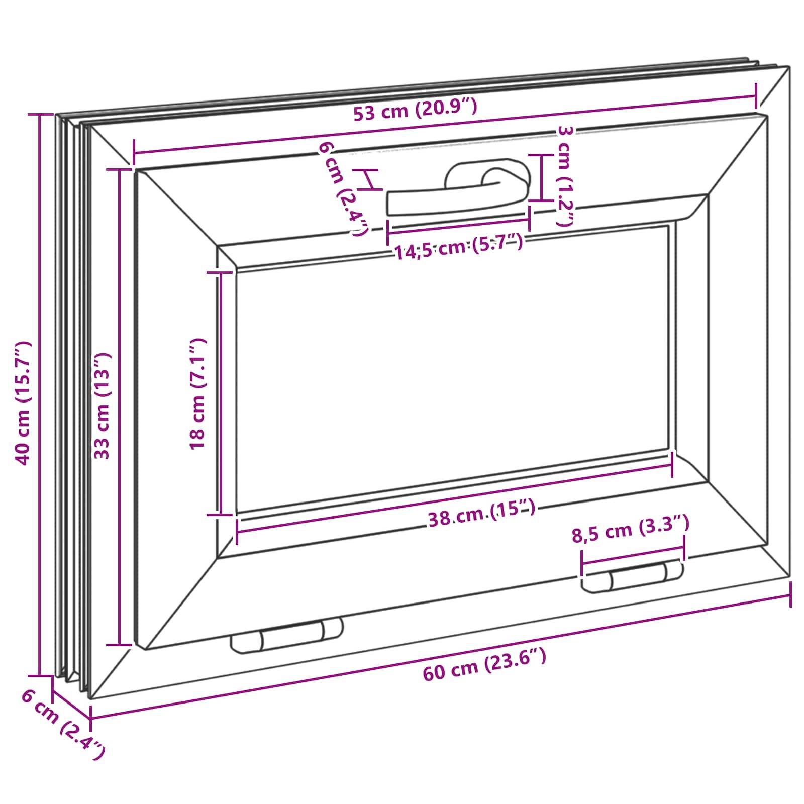 vidaXL Kellerfenster RISOR 60 x 40 cm PVC und Glas Anthrazit