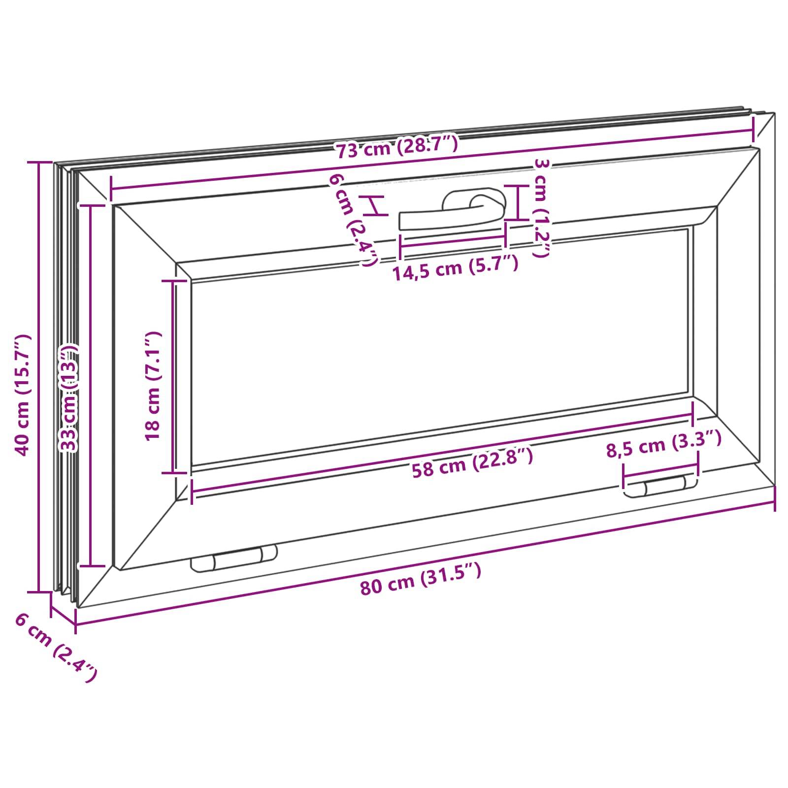 vidaXL Kellerfenster RISOR 80 x 40 cm PVC und Glas Weiß