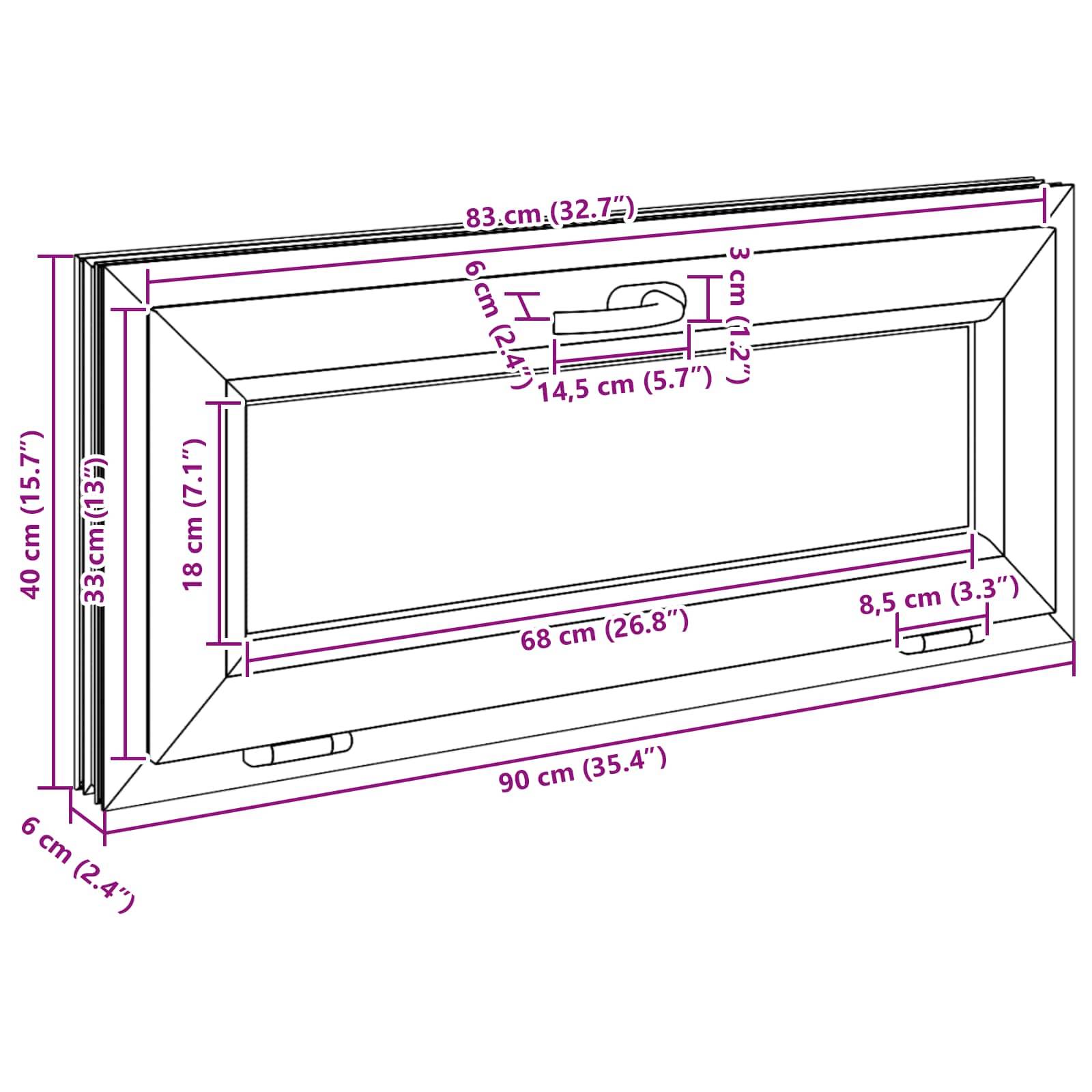 vidaXL Kellerfenster RISOR 90 x 40 cm PVC und Glas Anthrazit