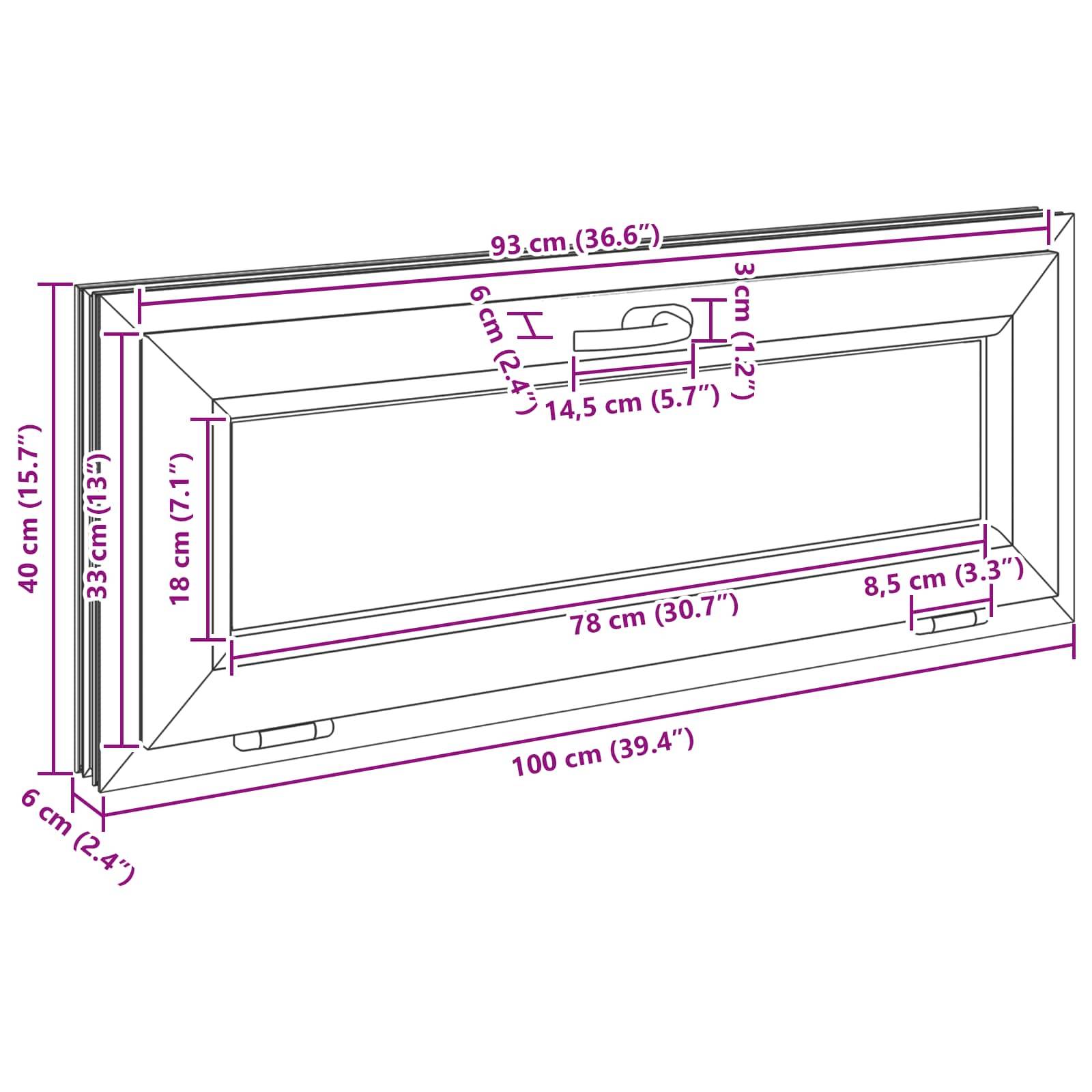 vidaXL Kellerfenster RISOR 100 x 40 cm PVC und Glas Weiß