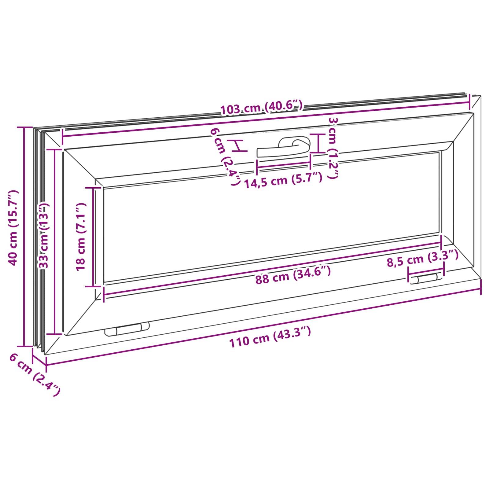 vidaXL Kellerfenster RISOR 110 x 40 cm PVC und Glas Weiß