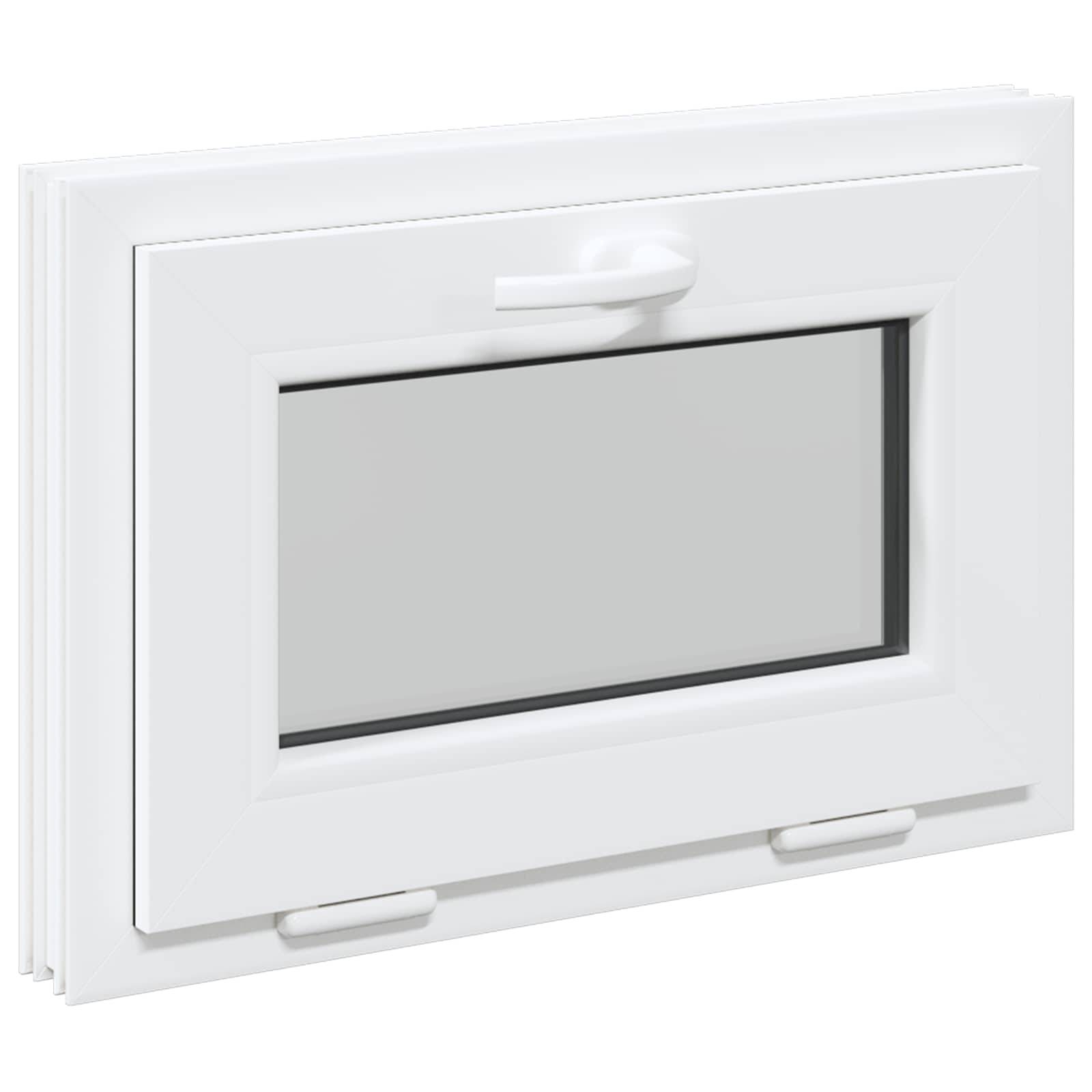 vidaXL Kellerfenster RISOR 60 x 40 cm PVC und Glas Weiß