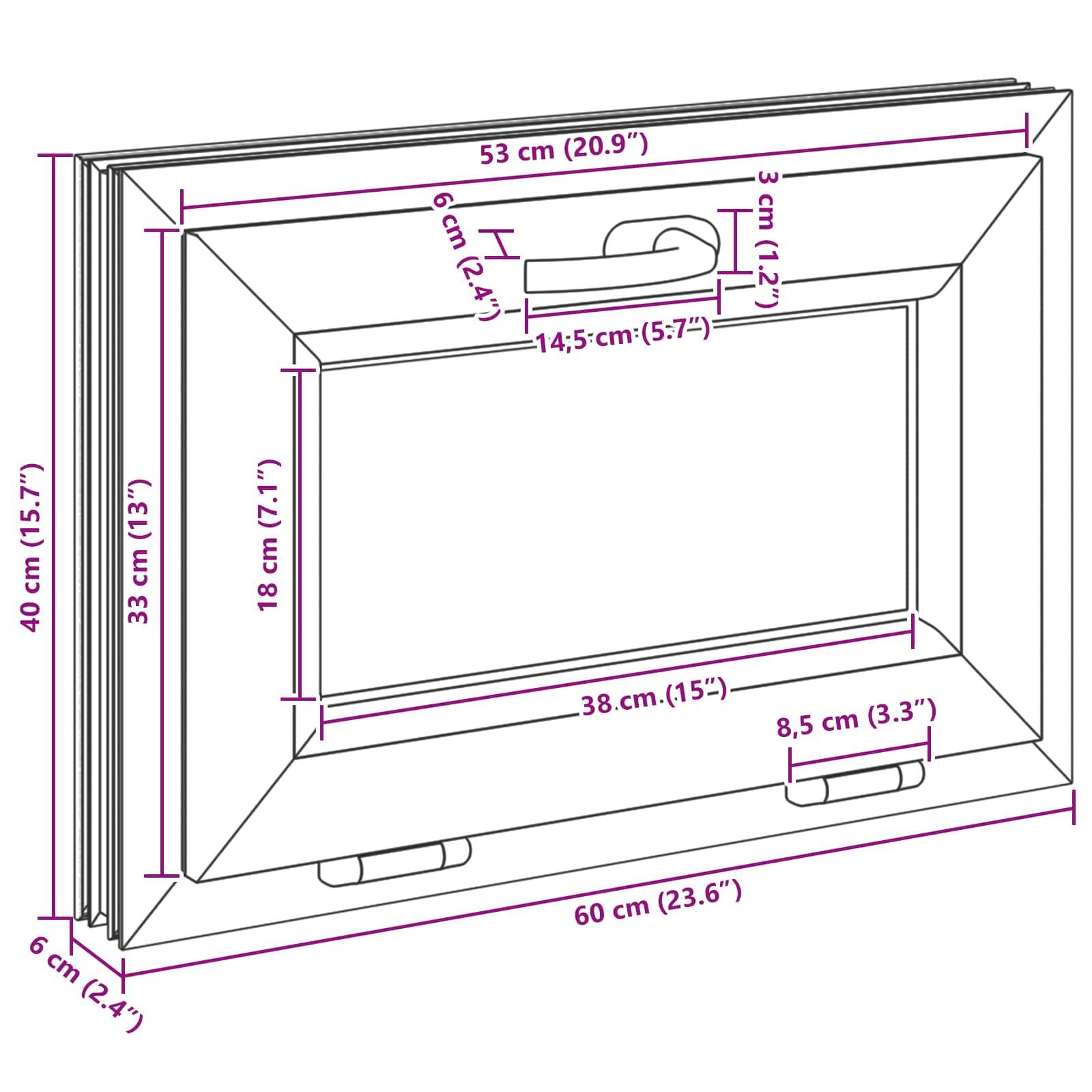 vidaXL Kellerfenster RISOR 60 x 40 cm PVC und Glas Anthrazit