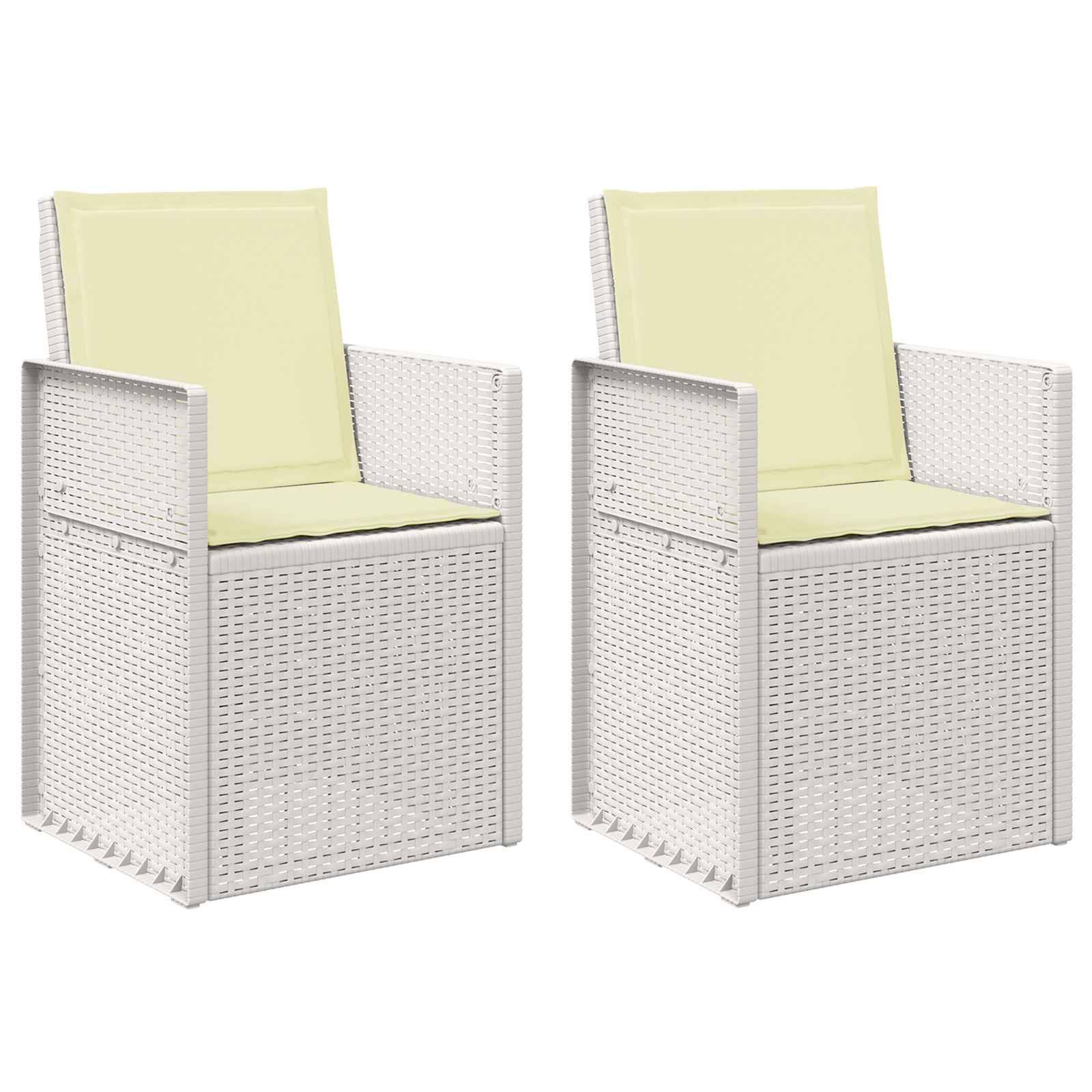 vidaXL Garten Esszimmerstühle 2 pcs Weiß und Creme PP