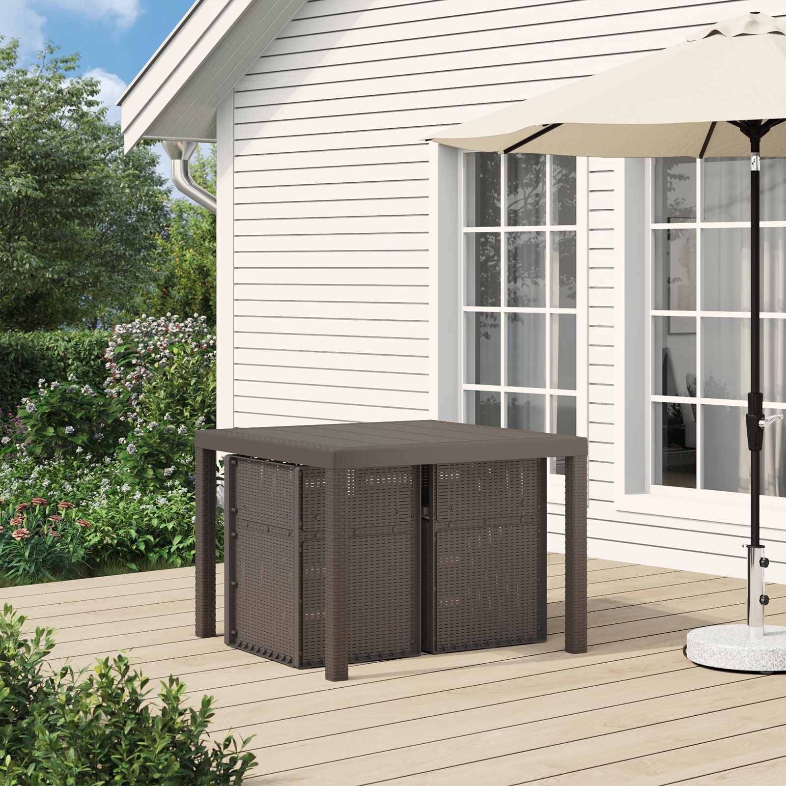 vidaXL Garten Esszimmerstühle 2 pcs Hellgrau und Taupe PP