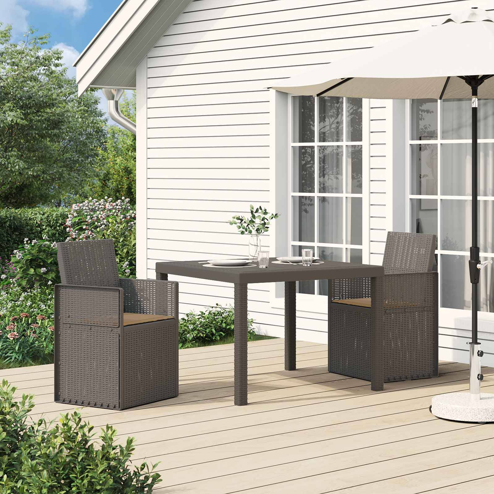 vidaXL Garten Esszimmerstühle 2 pcs Hellgrau und Taupe PP