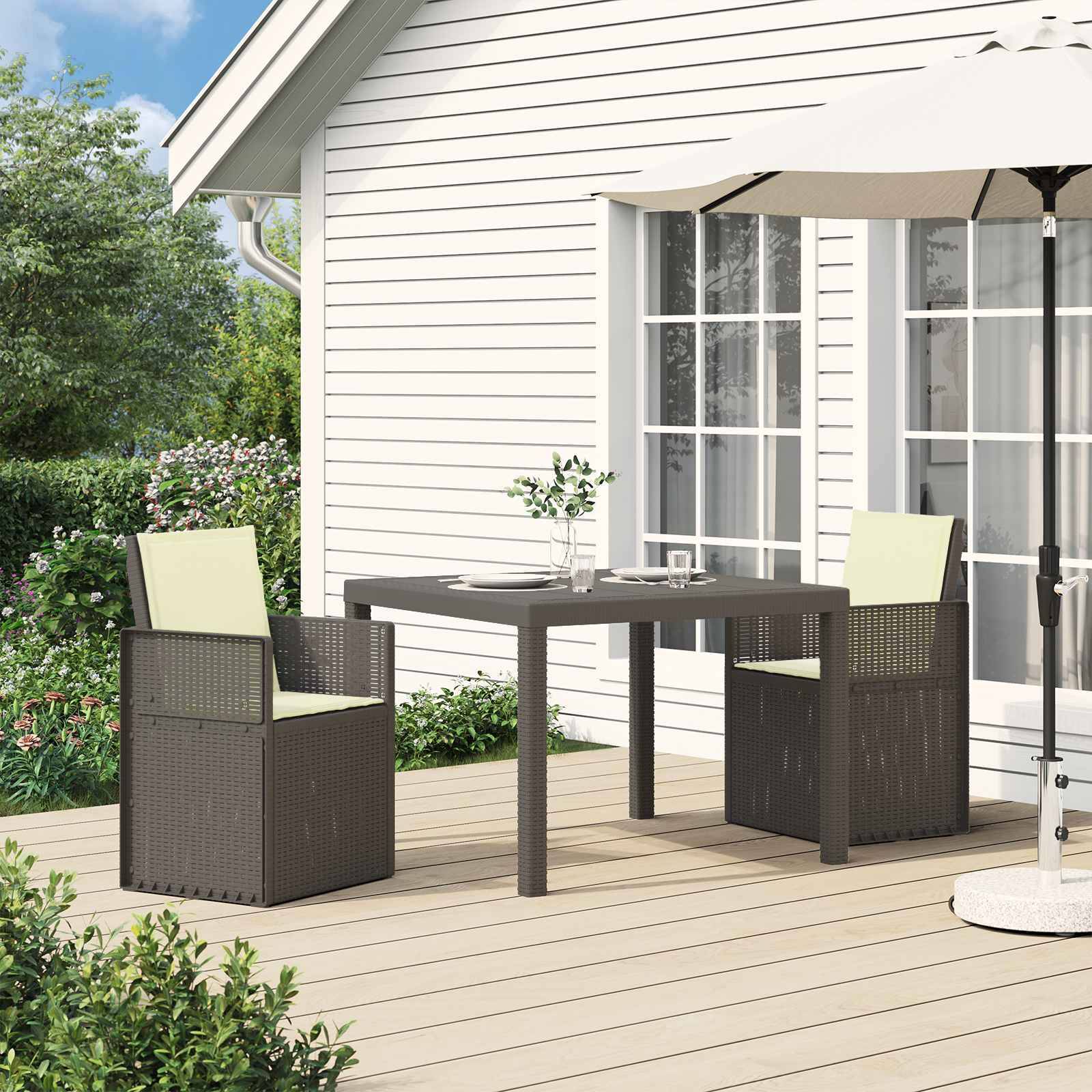 vidaXL Garten Esszimmerstühle 2 pcs Hellgrau und Creme PP