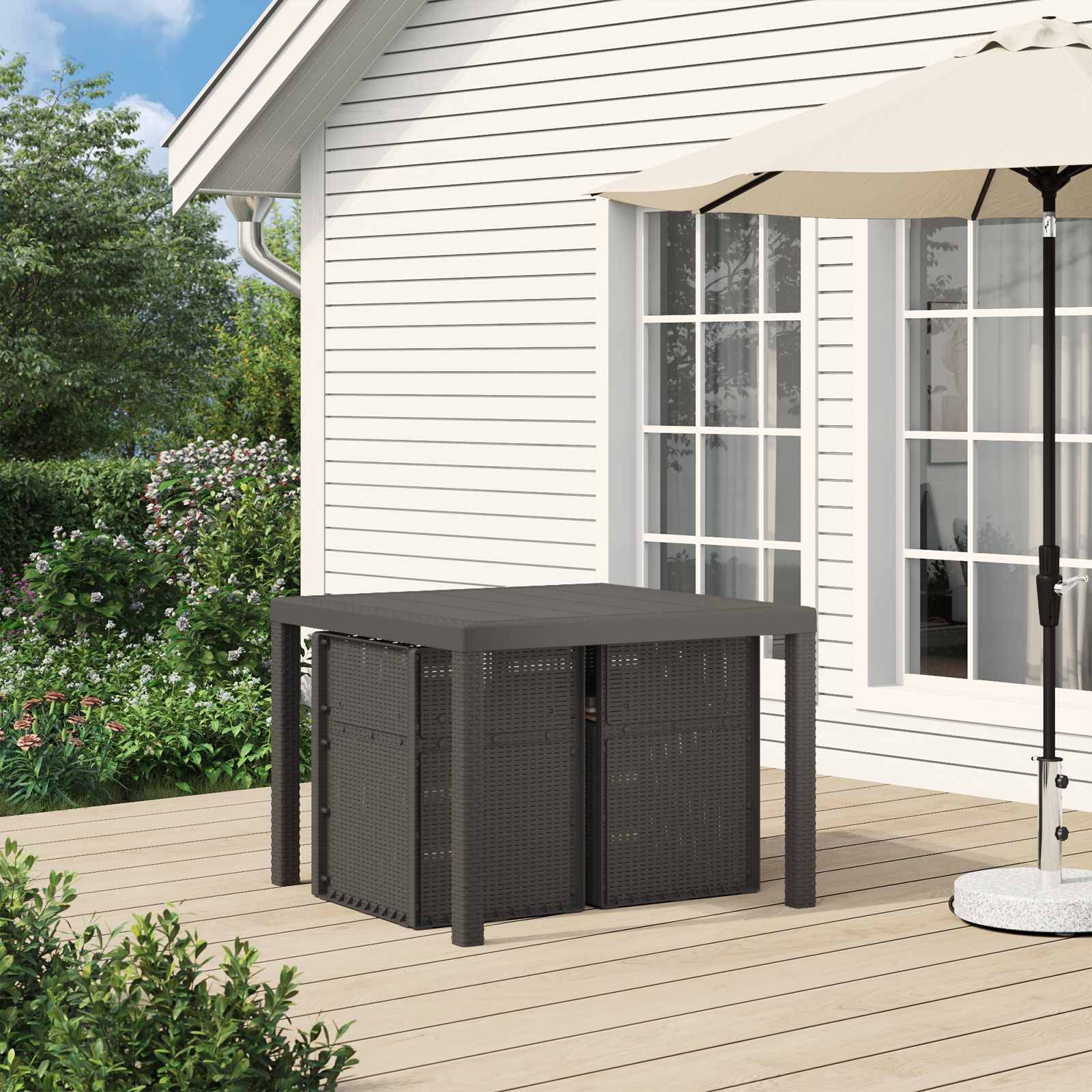 vidaXL Garten Essgruppe 3 Stk. Hellgrau und Taupe PP