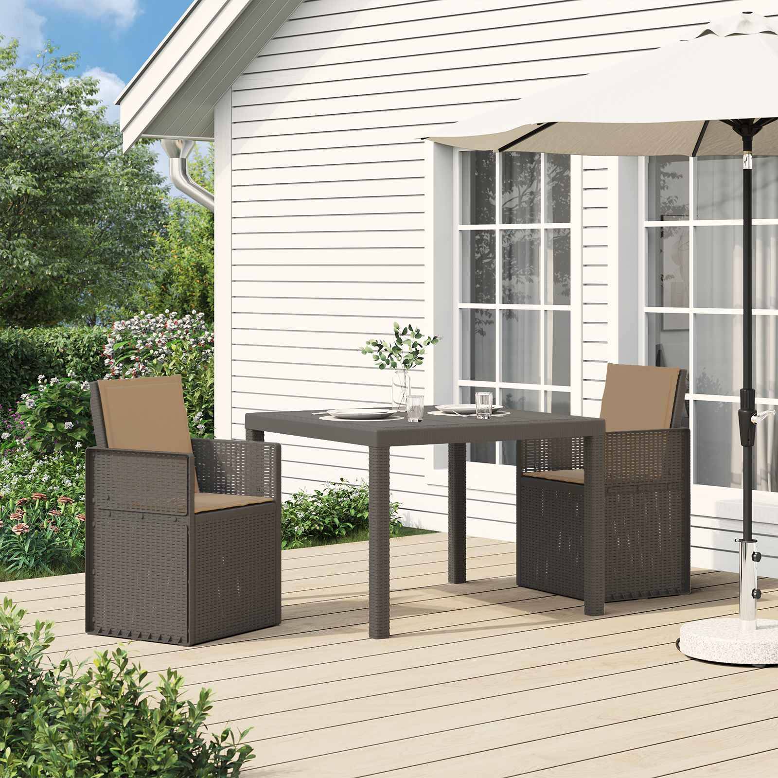 vidaXL Garten Essgruppe 3 Stk. Hellgrau und Taupe PP