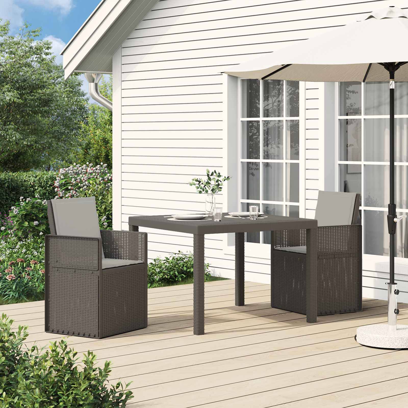 vidaXL Garten Essgruppe 3 Stk. Hellgrau PP