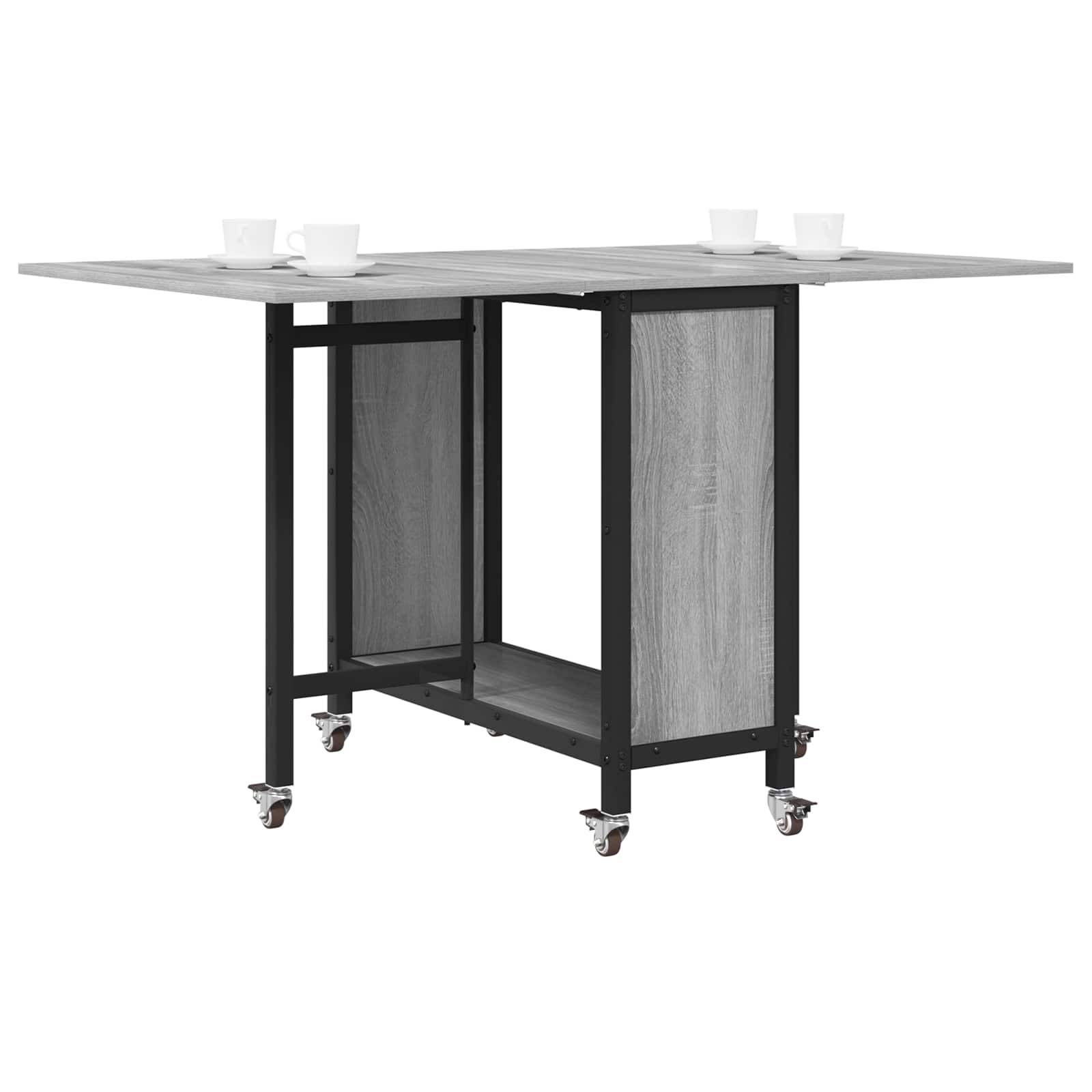 vidaXL Faltbarer Esstisch mit Rollen 130 x 80 x 76,5 cm Stahl PB