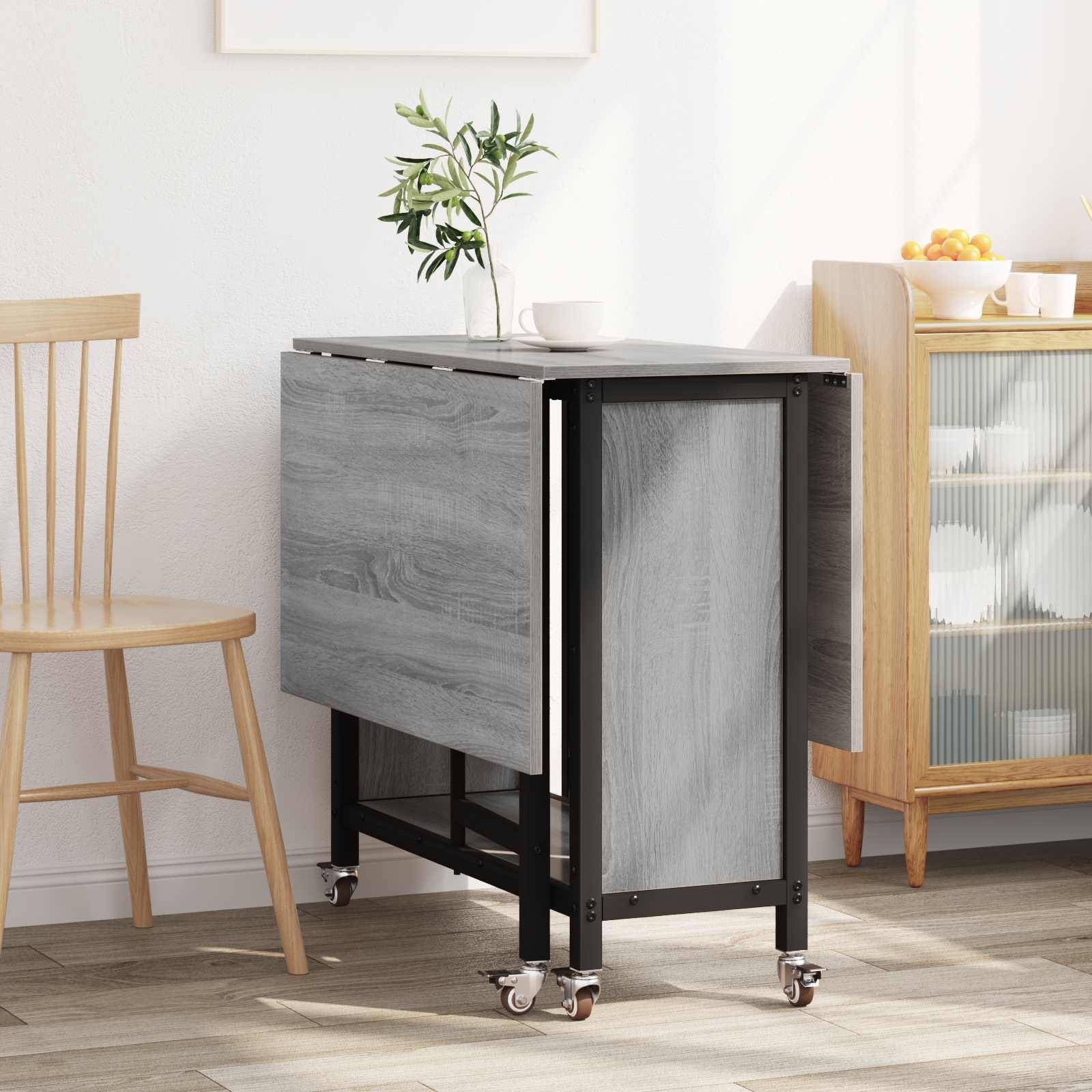 vidaXL Faltbarer Esstisch mit Rollen 130 x 80 x 76,5 cm Stahl PB