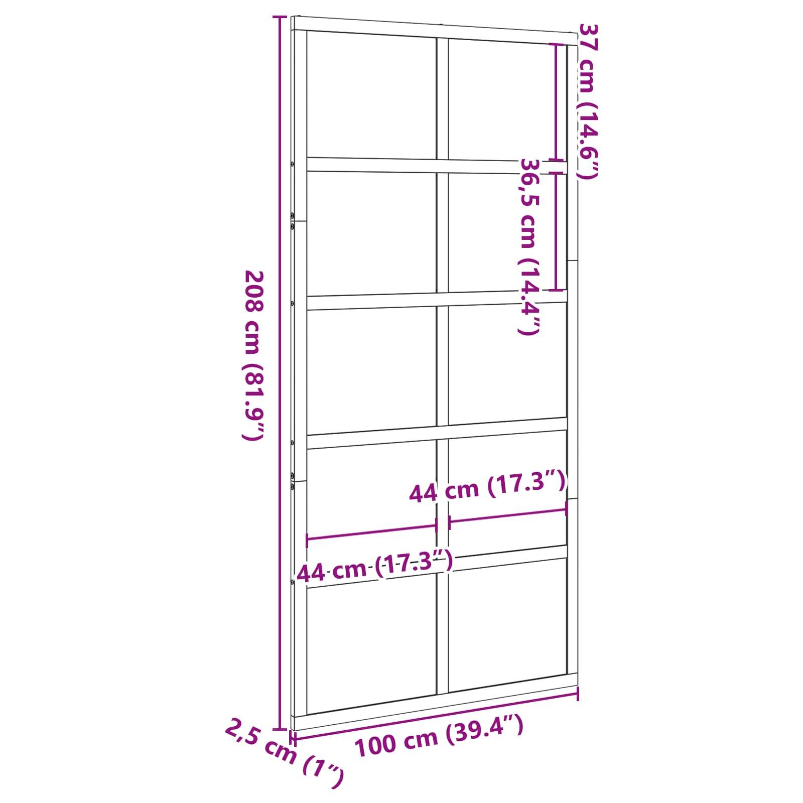 vidaXL Scheunentür Wachsbraun 100 x 208 cm Massives Kiefernholz