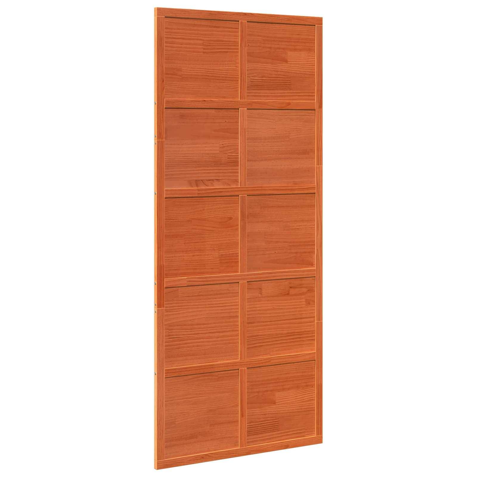 vidaXL Scheunentür Wachsbraun 90 x 208 cm Massives Kiefernholz