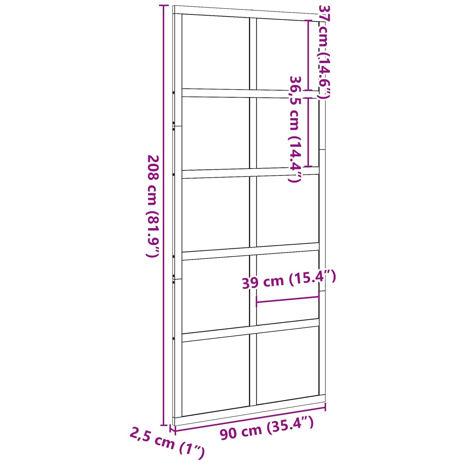 vidaXL Scheunentür Wachsbraun 90 x 208 cm Massives Kiefernholz