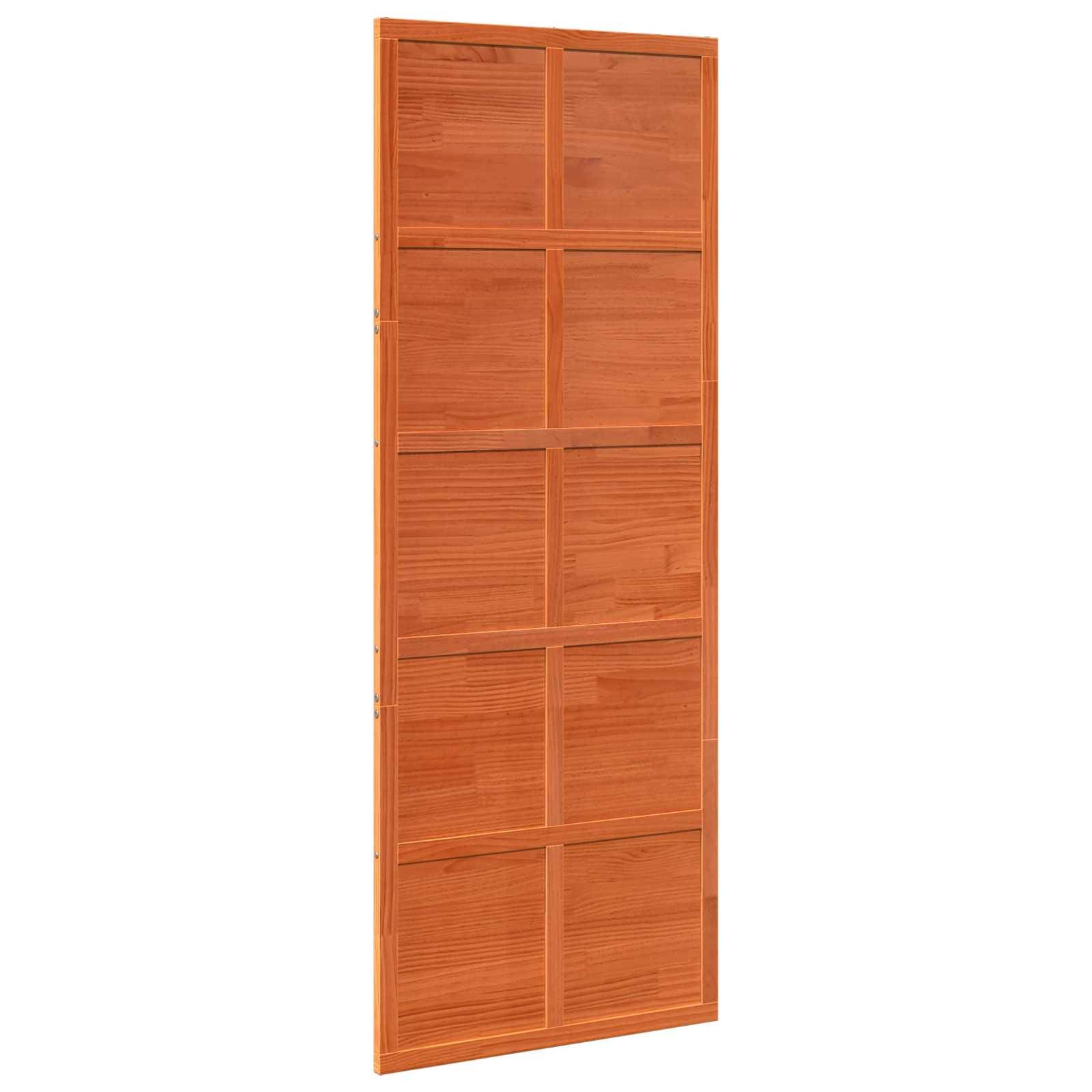 vidaXL Scheunentür Wachsbraun 80 x 208 cm Massives Kiefernholz