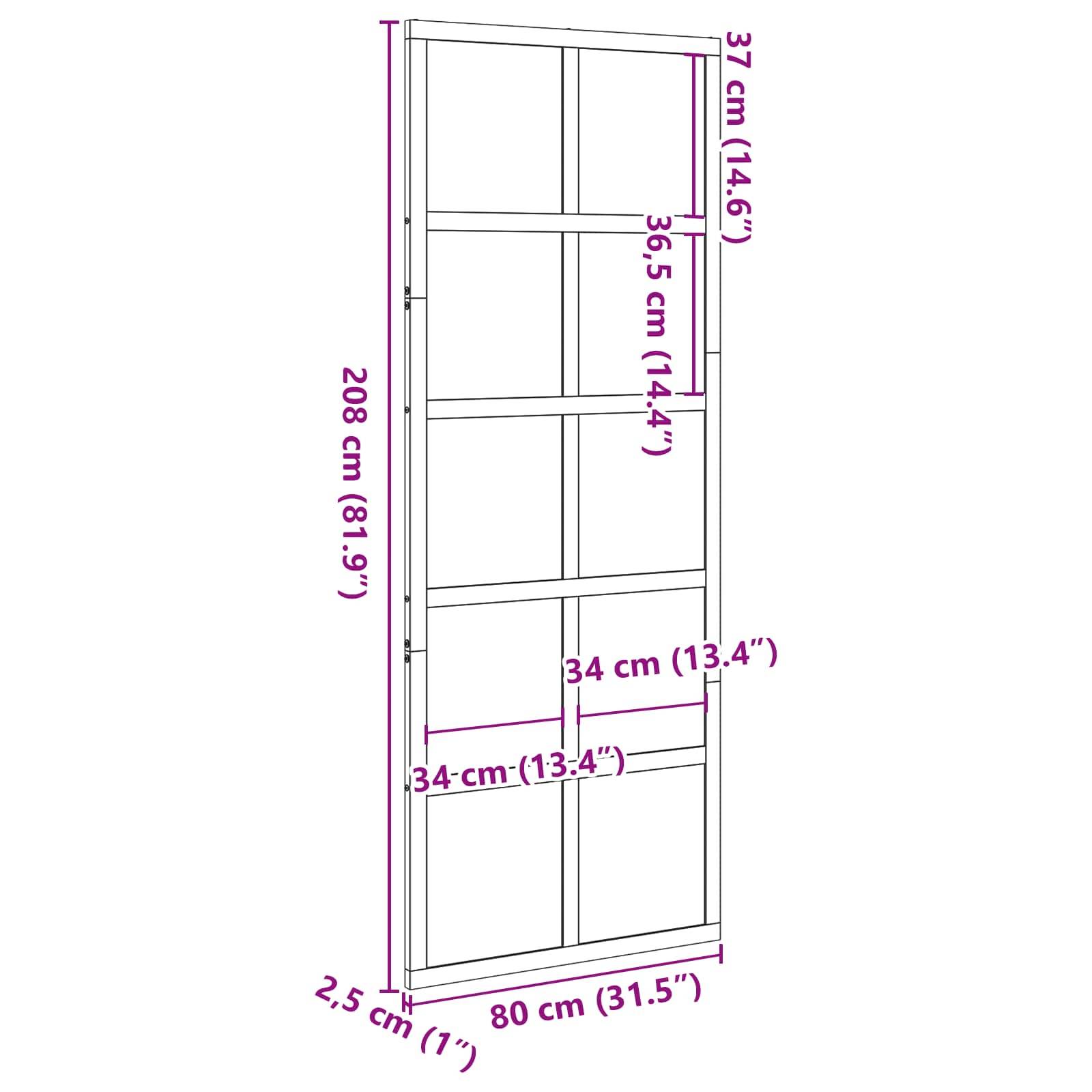vidaXL Scheunentür Wachsbraun 80 x 208 cm Massives Kiefernholz