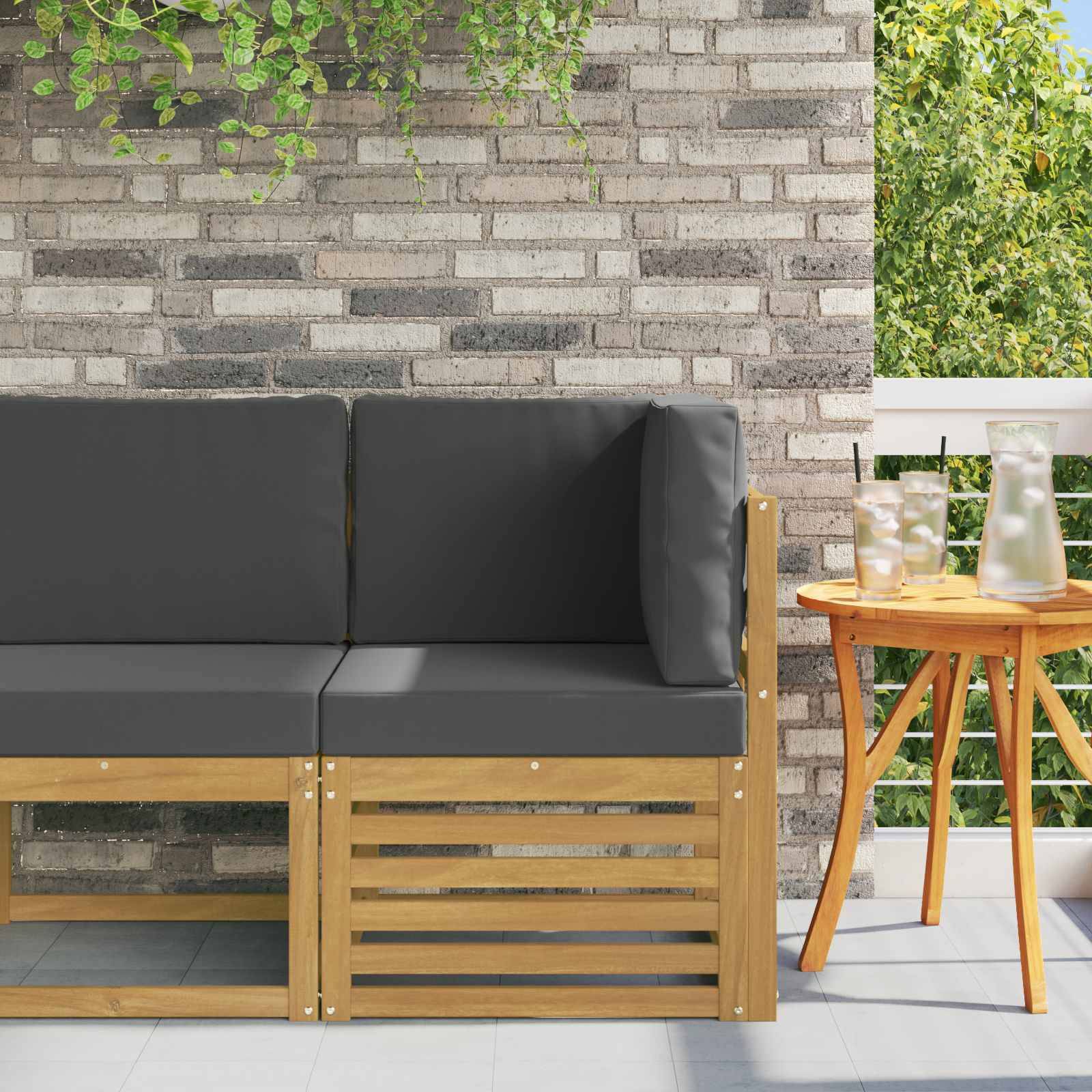 vidaXL Outdoor Ecksofa Massivholz Akazie Weiß