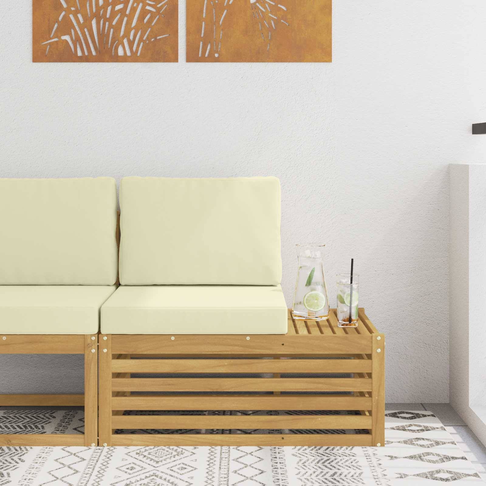 vidaXL Ecksofa-Einheiten für draußen Weiß und Creme 91 x 63 x 73 cm