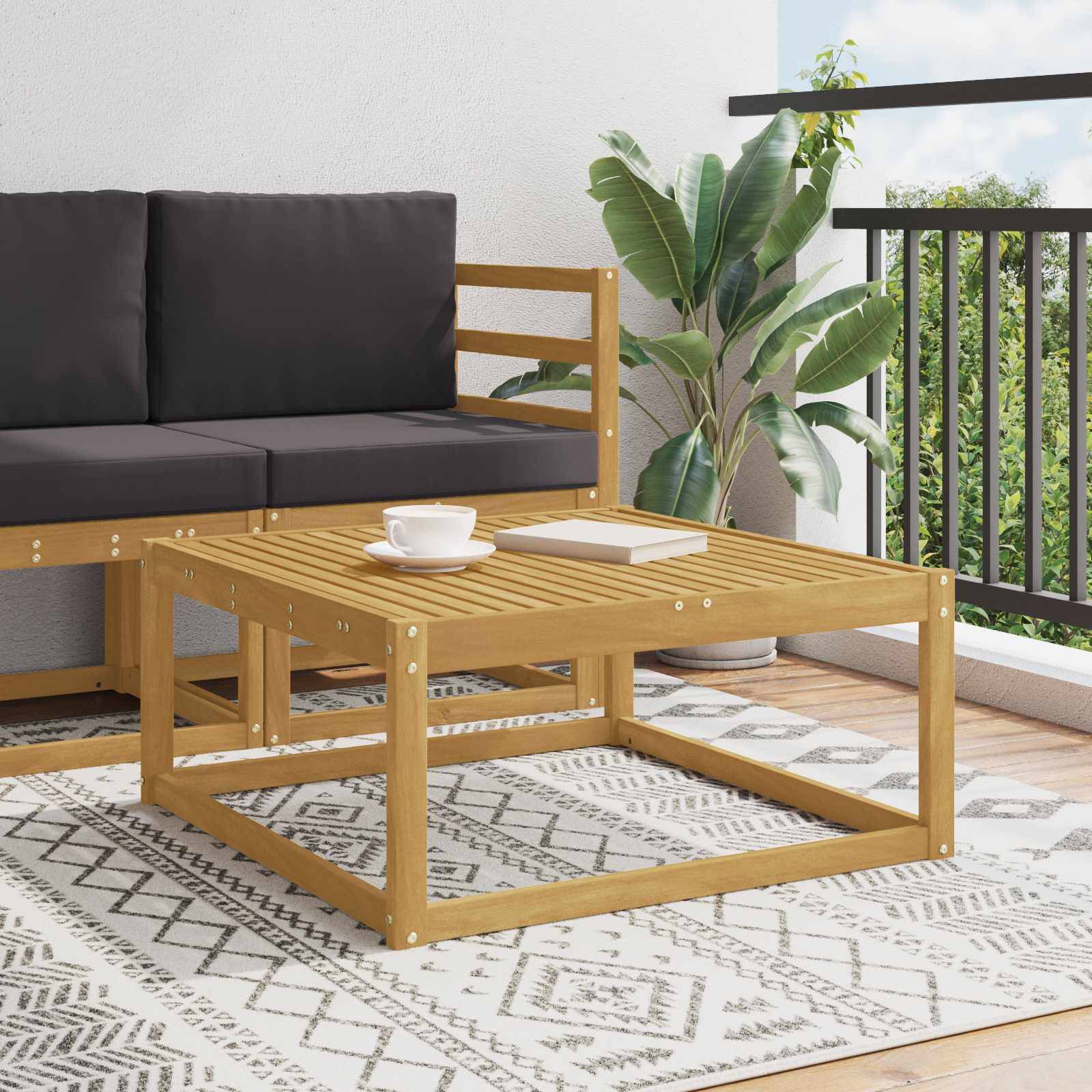 vidaXL Outdoor-Fußhocker Massivholz Akazie Weiß 79 x 79 x 37 cm