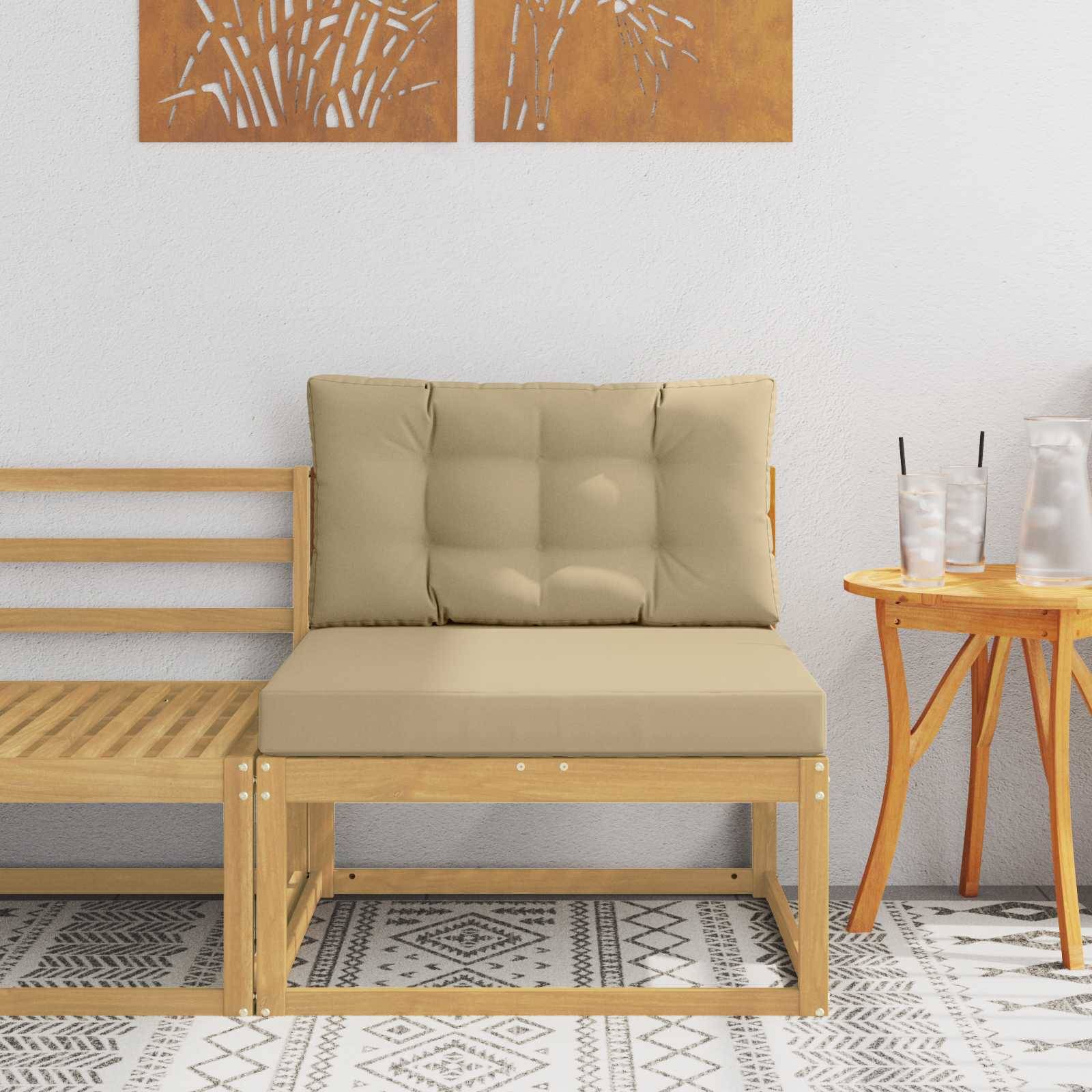 vidaXL Outdoor Mittelsofa Polyester Weiß