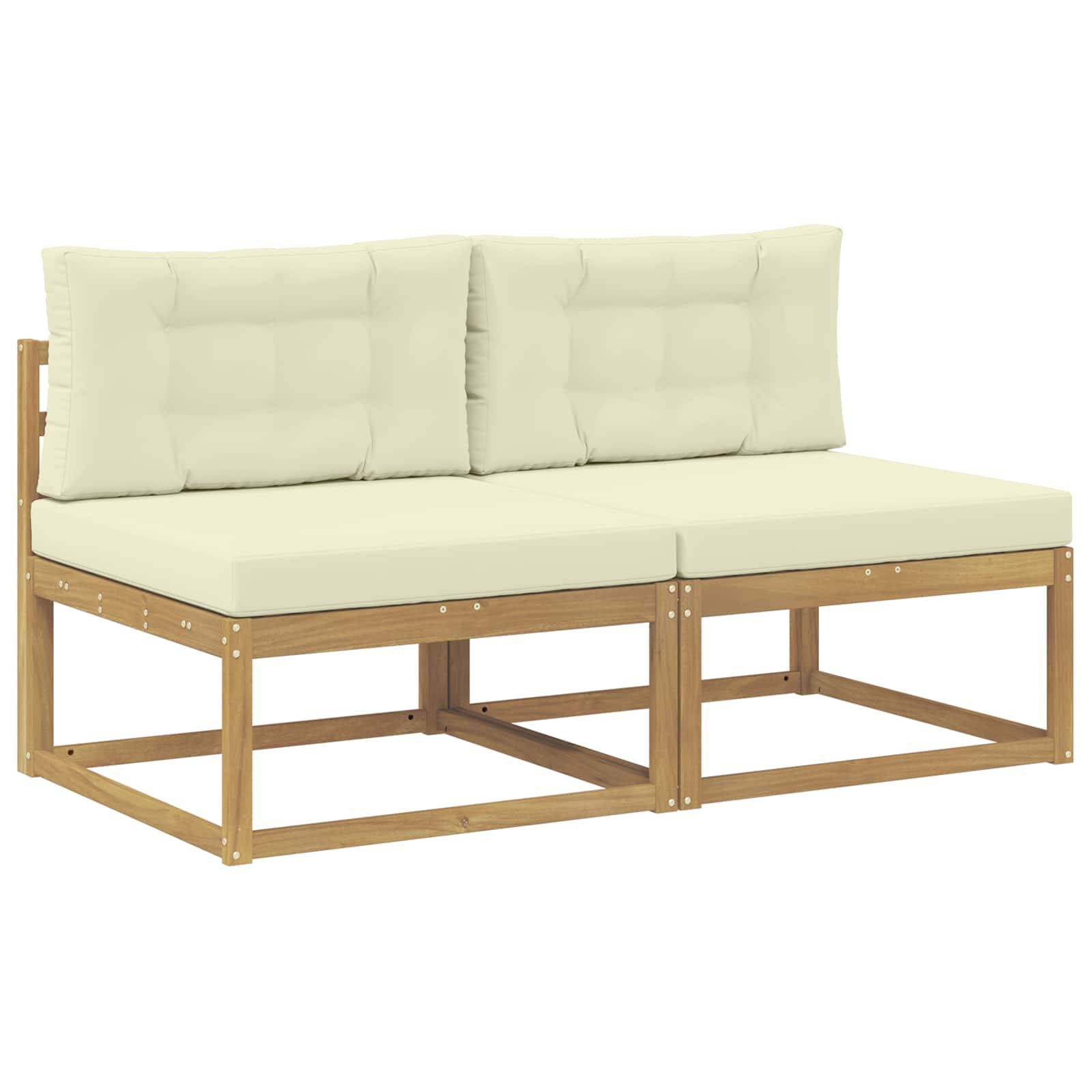 vidaXL 2 Stück Outdoor Mittelsofa Polyester Weiß