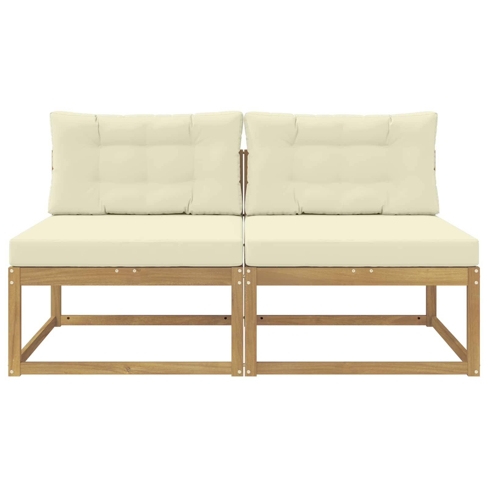 vidaXL 2 Stück Outdoor Mittelsofa Polyester Weiß