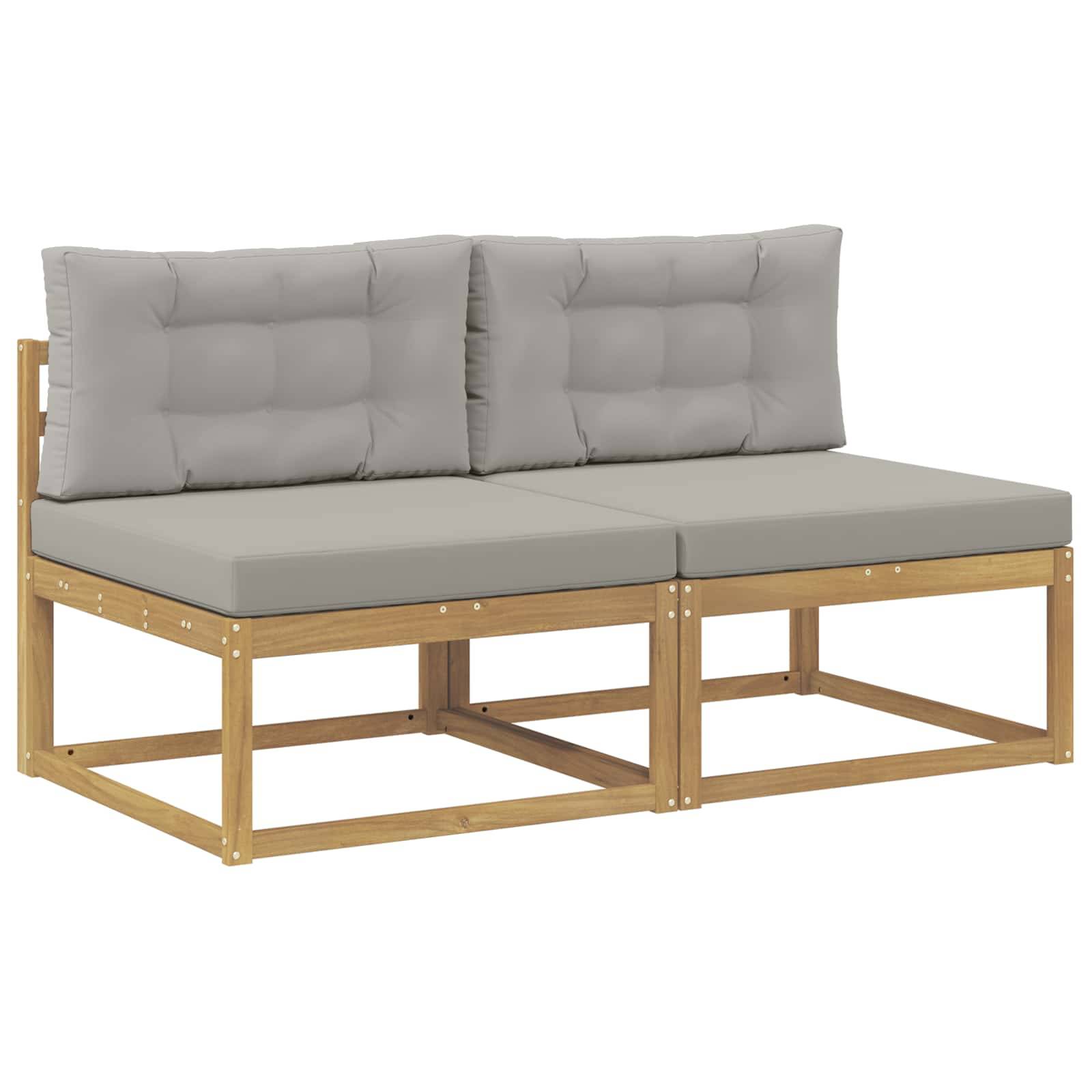 vidaXL 2 Stück Outdoor Mittelsofa Polyester Weiß