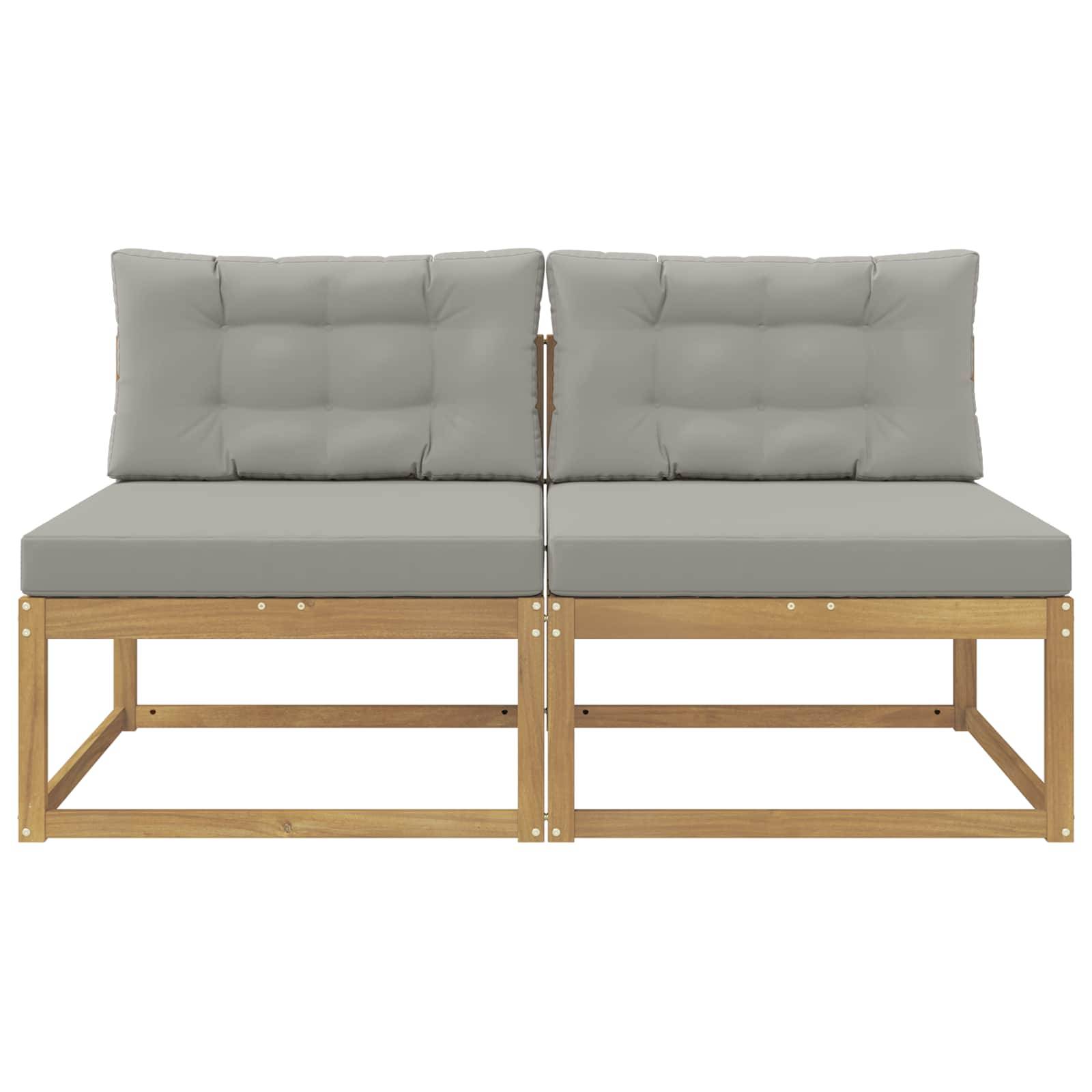 vidaXL 2 Stück Outdoor Mittelsofa Polyester Weiß