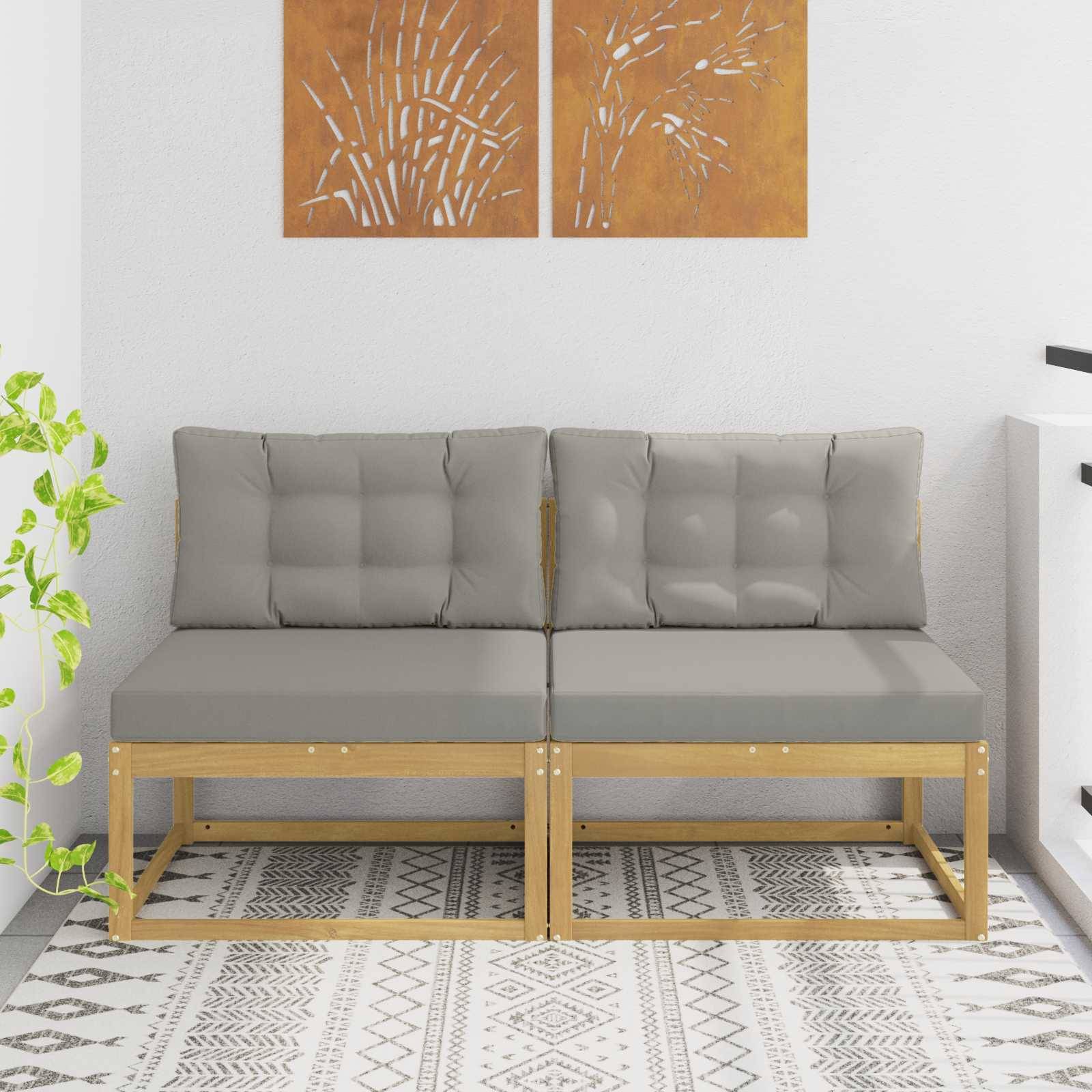 vidaXL 2 Stück Outdoor Mittelsofa Polyester Weiß