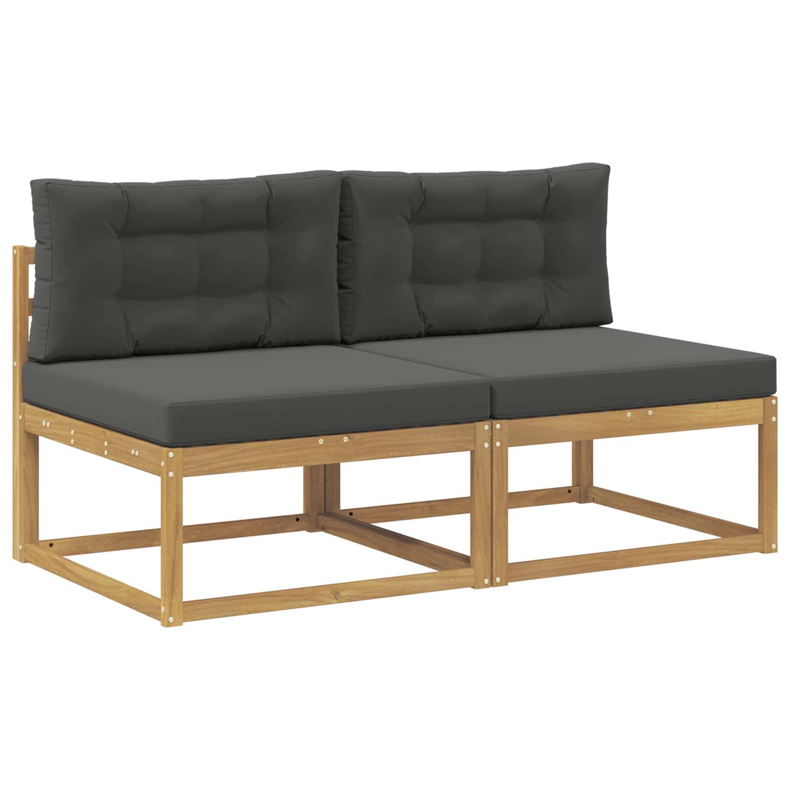 vidaXL 2 Stück Outdoor Mittelsofa Polyester Weiß