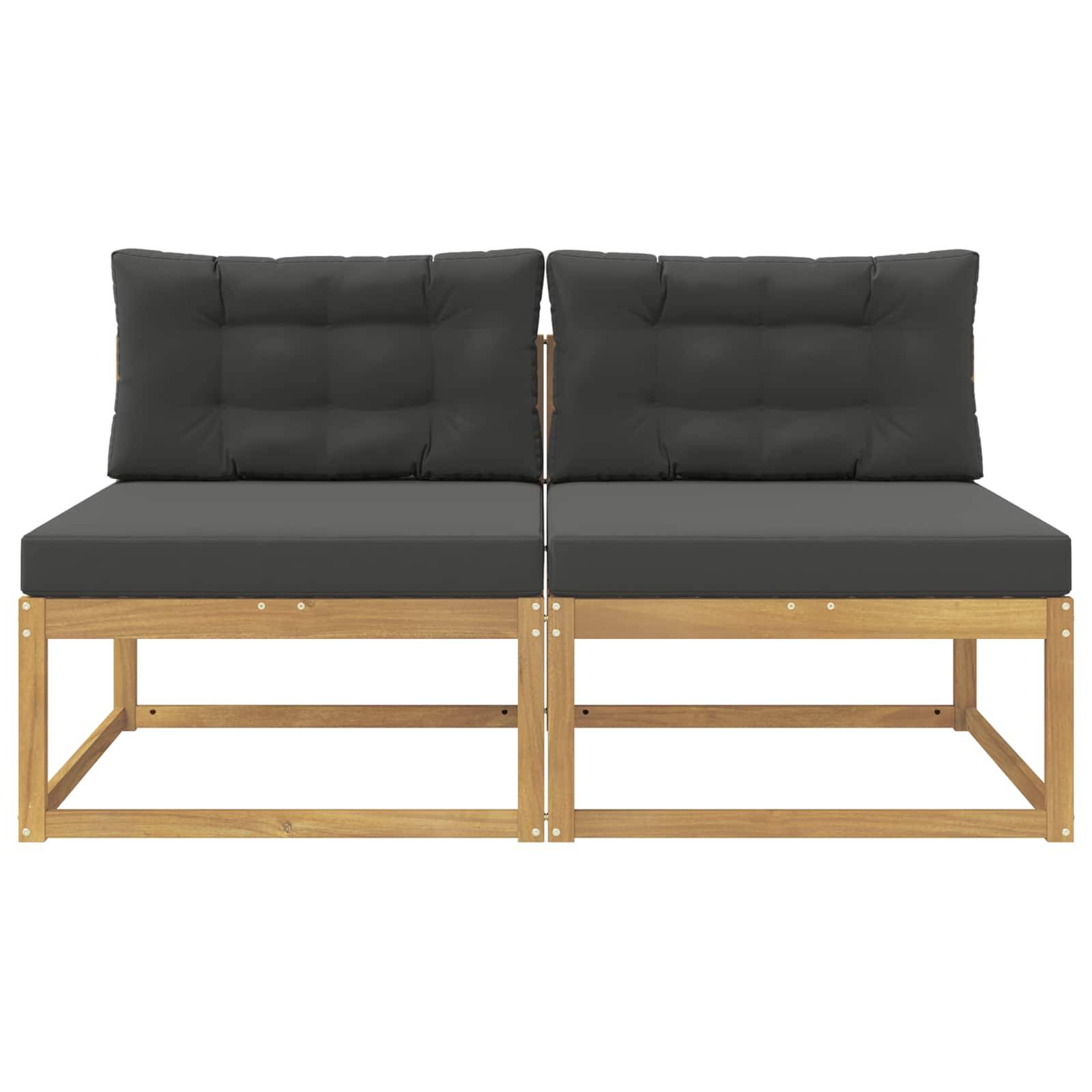 vidaXL 2 Stück Outdoor Mittelsofa Polyester Weiß