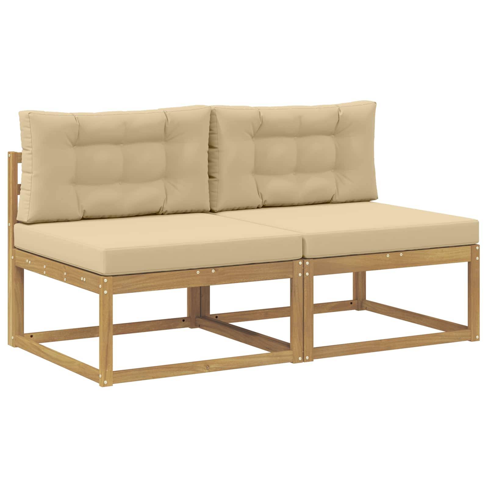 vidaXL 2 Stück Outdoor Mittelsofa Polyester Weiß