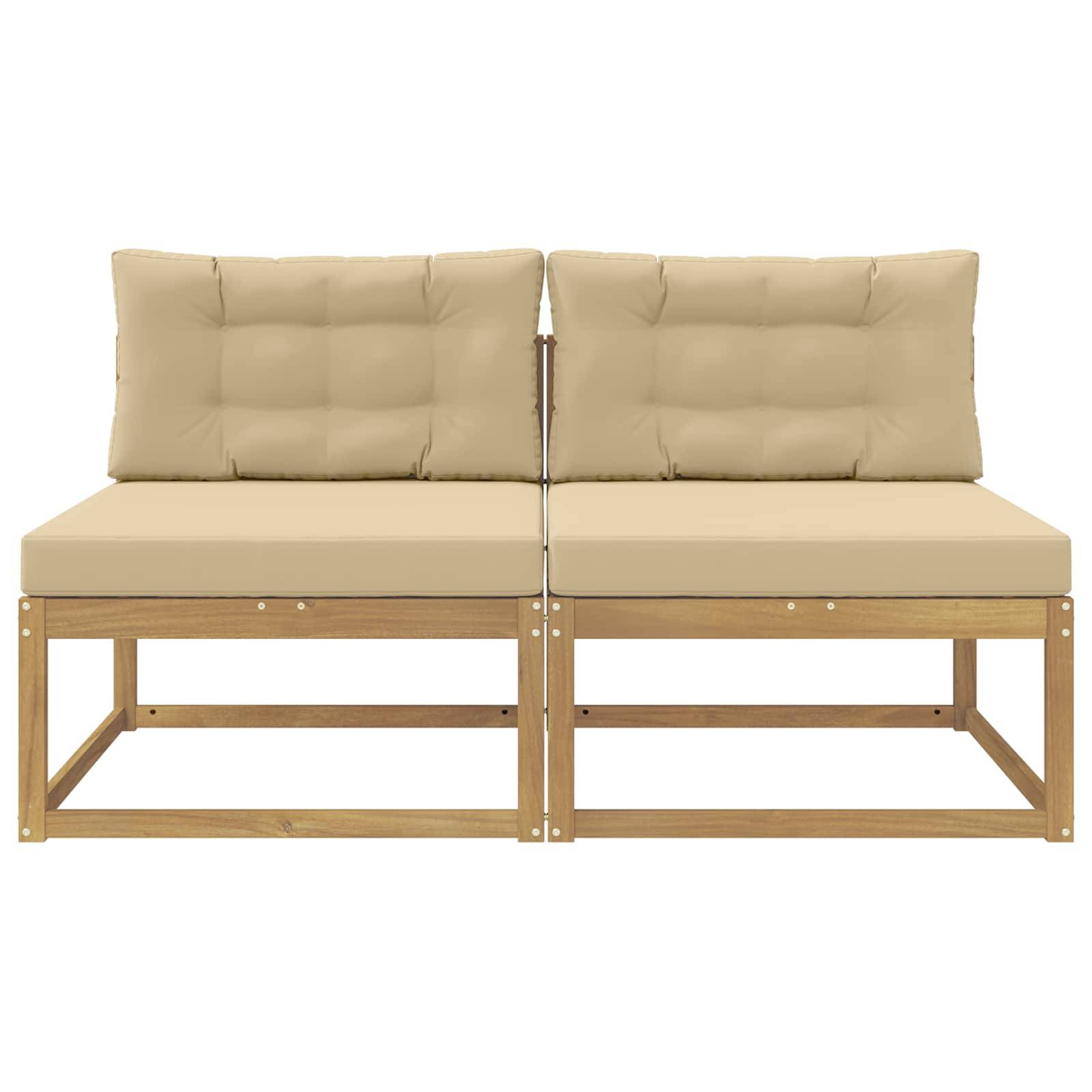 vidaXL 2 Stück Outdoor Mittelsofa Polyester Weiß