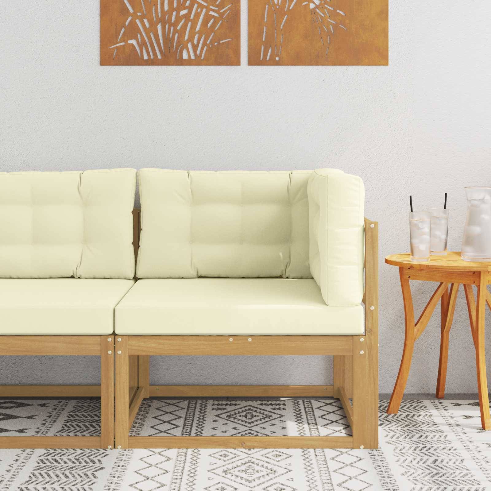 vidaXL Outdoor Ecksofa Polyester Weiß